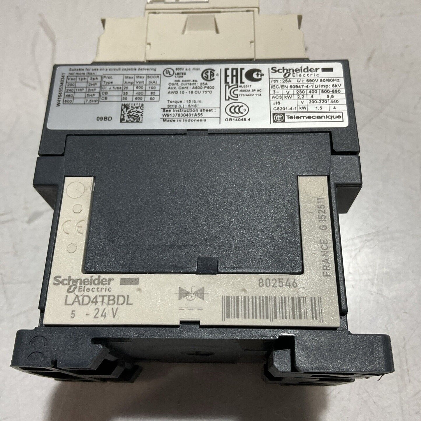SCHNEIDER ELECTRIC LC1D09BD CONTACTOR 24V 3 P 50/60 HZLOT OF 3 U3S