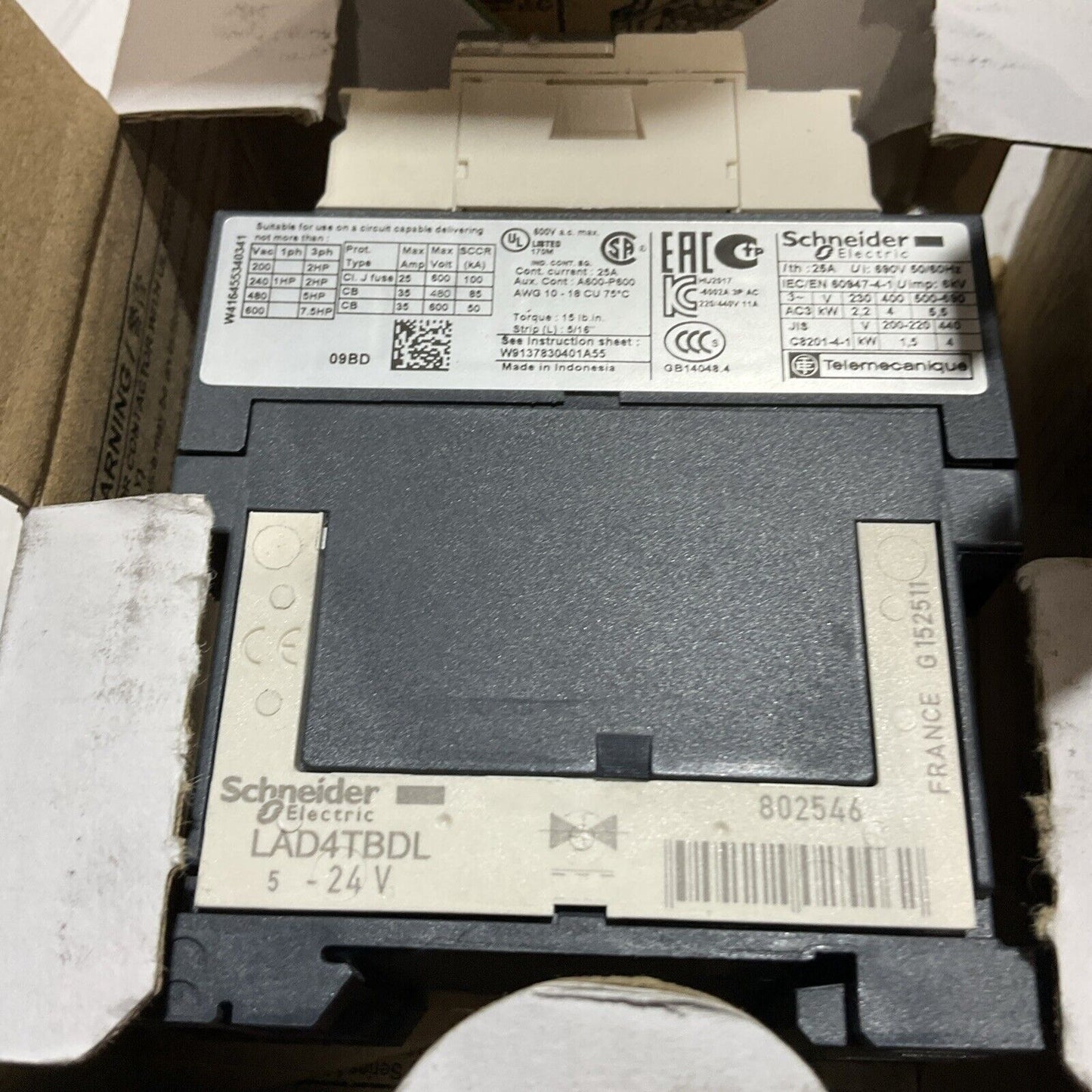SCHNEIDER ELECTRIC LC1D09BD CONTACTOR 24V 3 P 50/60 HZLOT OF 3 U3S