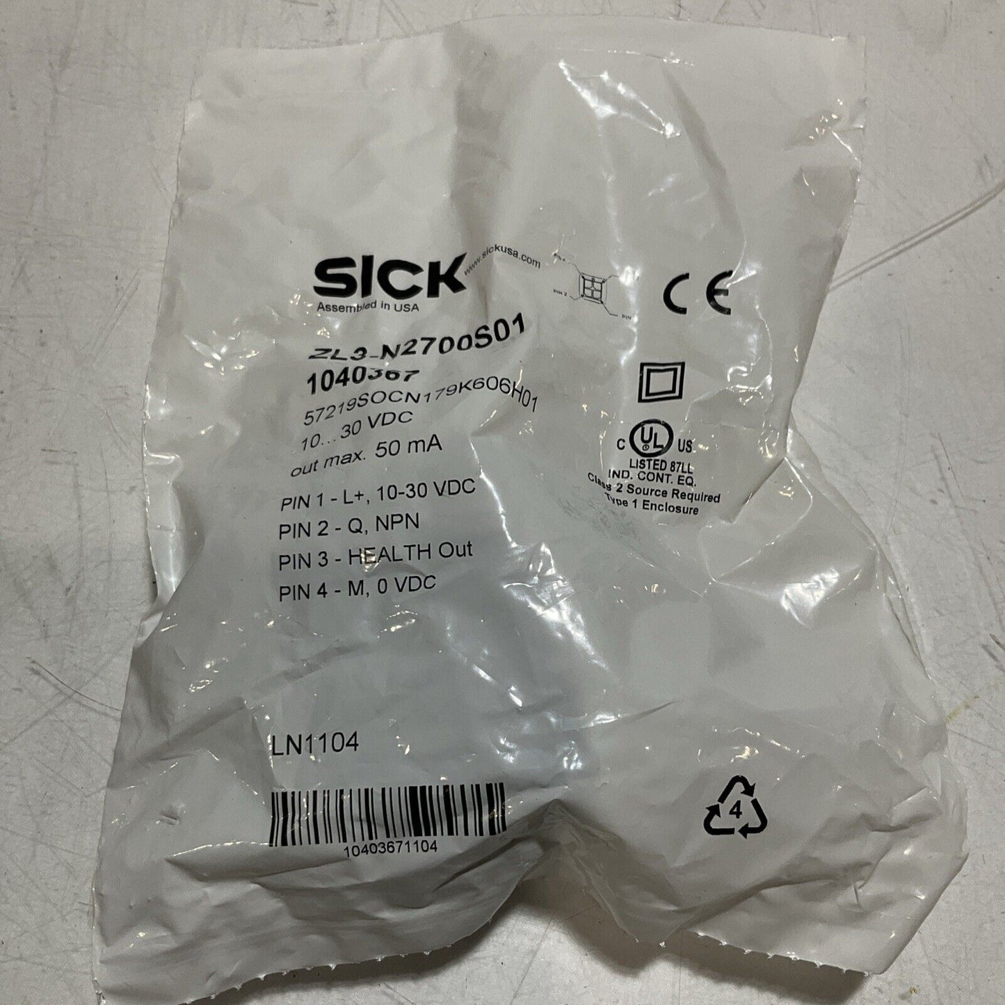 SICK ZL3-N2700S01 1040367 PHOTOELECTRIC SENSOR SWITCH U3S