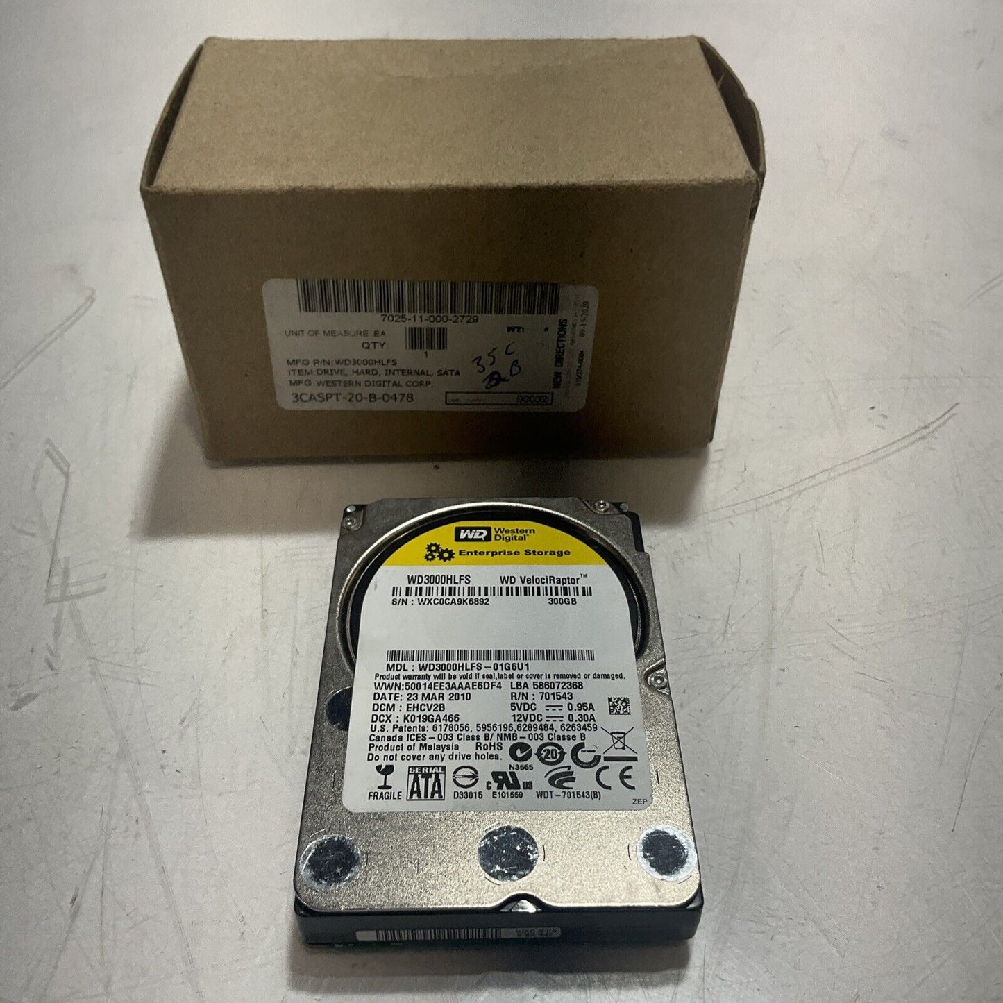WESTERN DIGITAL WD3000HLFS DRIVE HARD INTERNAL VELOCIRAPTER 300GB SATA U3S