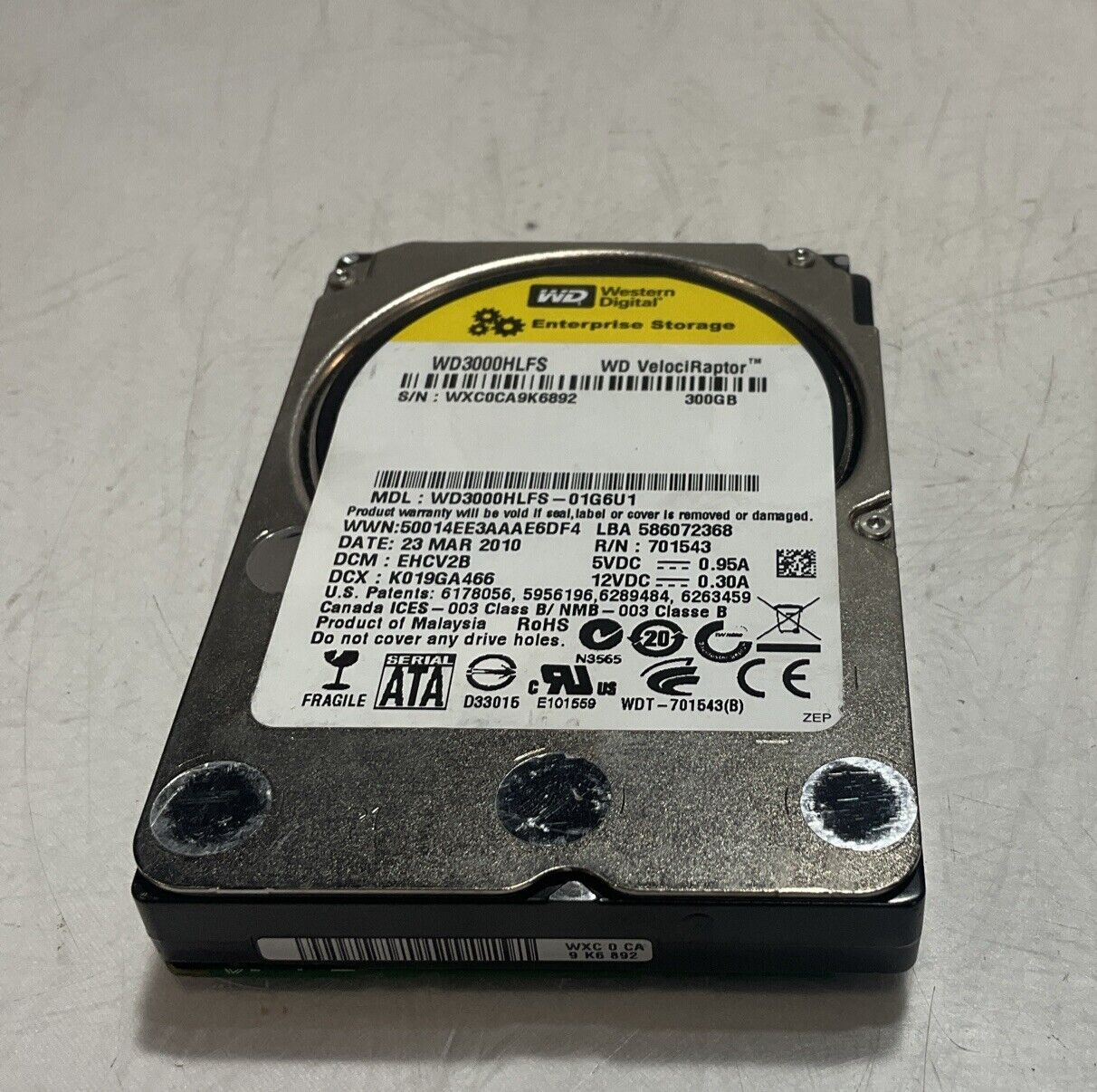 WESTERN DIGITAL WD3000HLFS DRIVE HARD INTERNAL VELOCIRAPTER 300GB SATA U3S