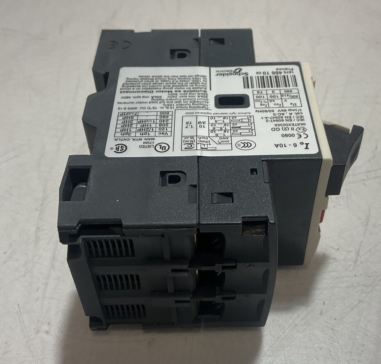 TELEMECANIQUE GV2ME14 6-10a MOTOR CIRCUIT BREAKER U3S