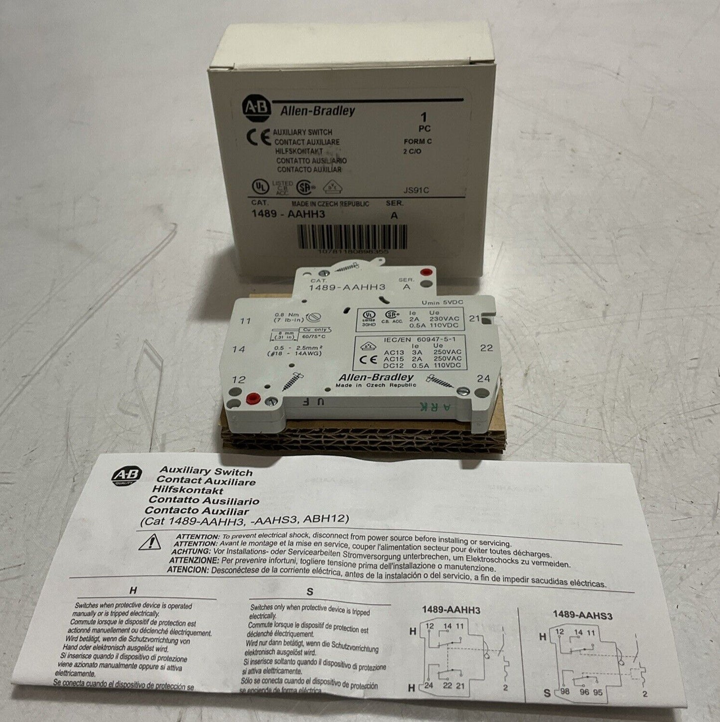 A-B ALLEN- BRADLEY 1489-AAHH3 AUXILIARY SWITCH LOT OF 3 U3S
