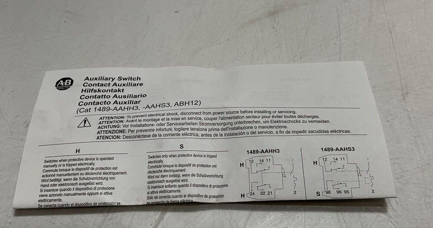A-B ALLEN- BRADLEY 1489-AAHH3 AUXILIARY SWITCH LOT OF 3 U3S