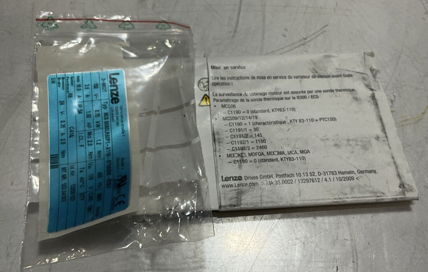 LENZE MCS 06160LRSOP1-A11N-ST5S00N-R2SU SYNCHRONOUS SERVO MOTOR U3S