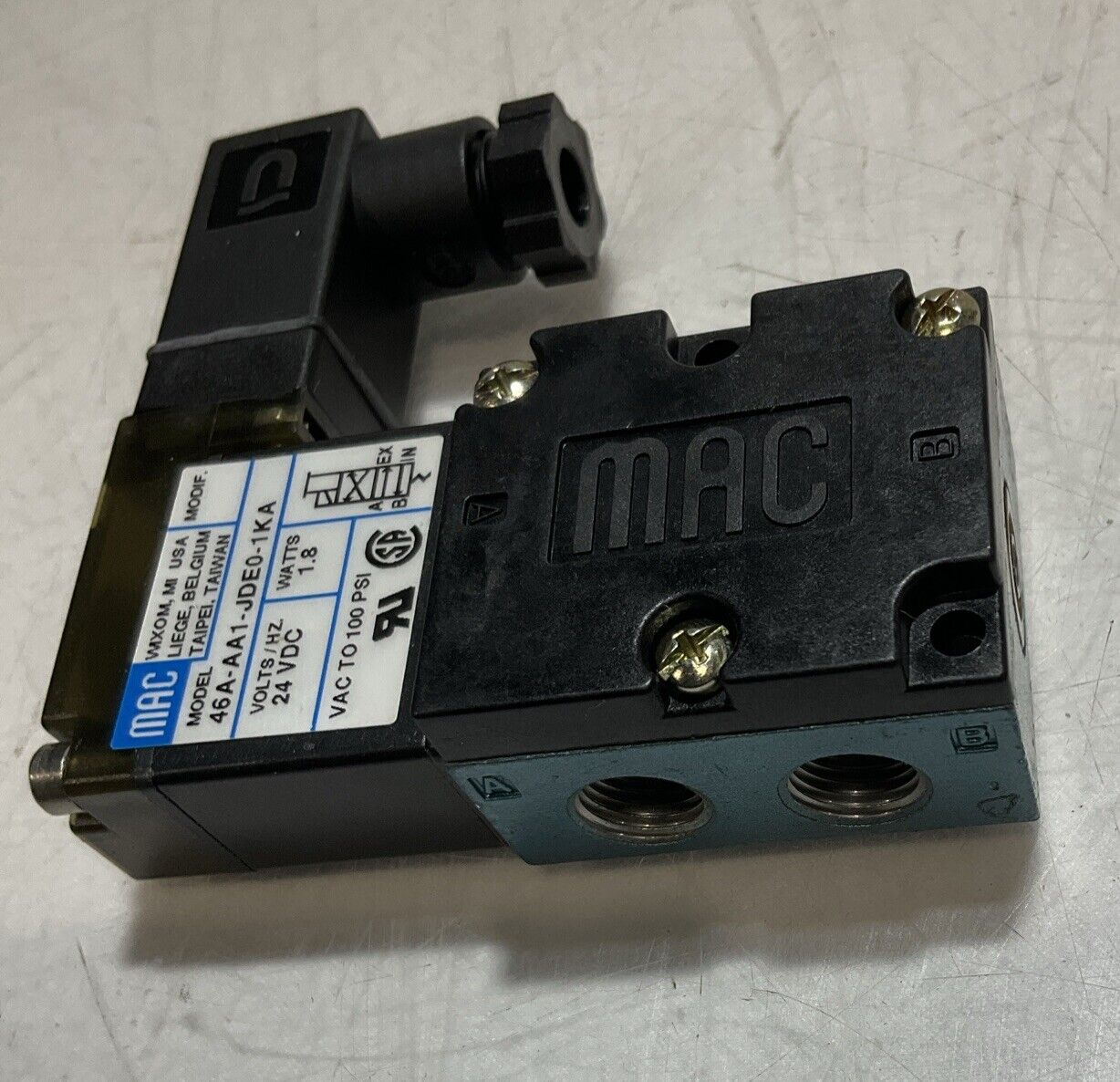 MAC 46A-AA1-JDE0-1KA PNEUMATIC SOLENOID VALVE 24 VDC 1.8 W U3S