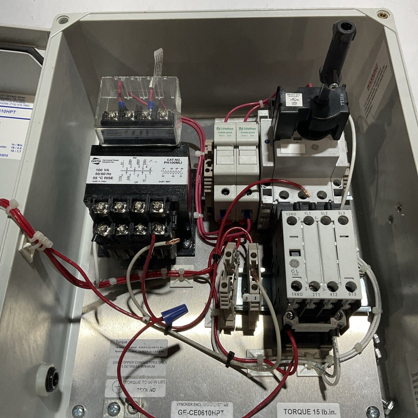 VYNCKIER GE-CE0610HPT ENCLOSED INDUSTRIAL CONTROL PANEL 460V 3P 60HZ U3S
