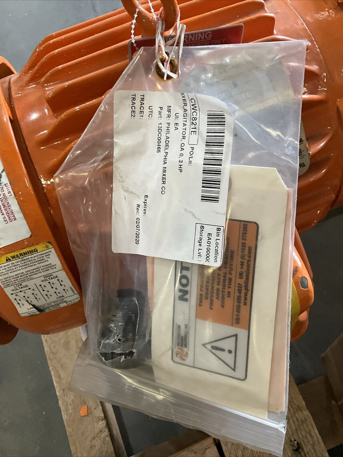 PHILADELPHIA RAVEN 3800 3853M SPENT WASH WATER SUMP MIXER MIX-84-6011 1800RPM