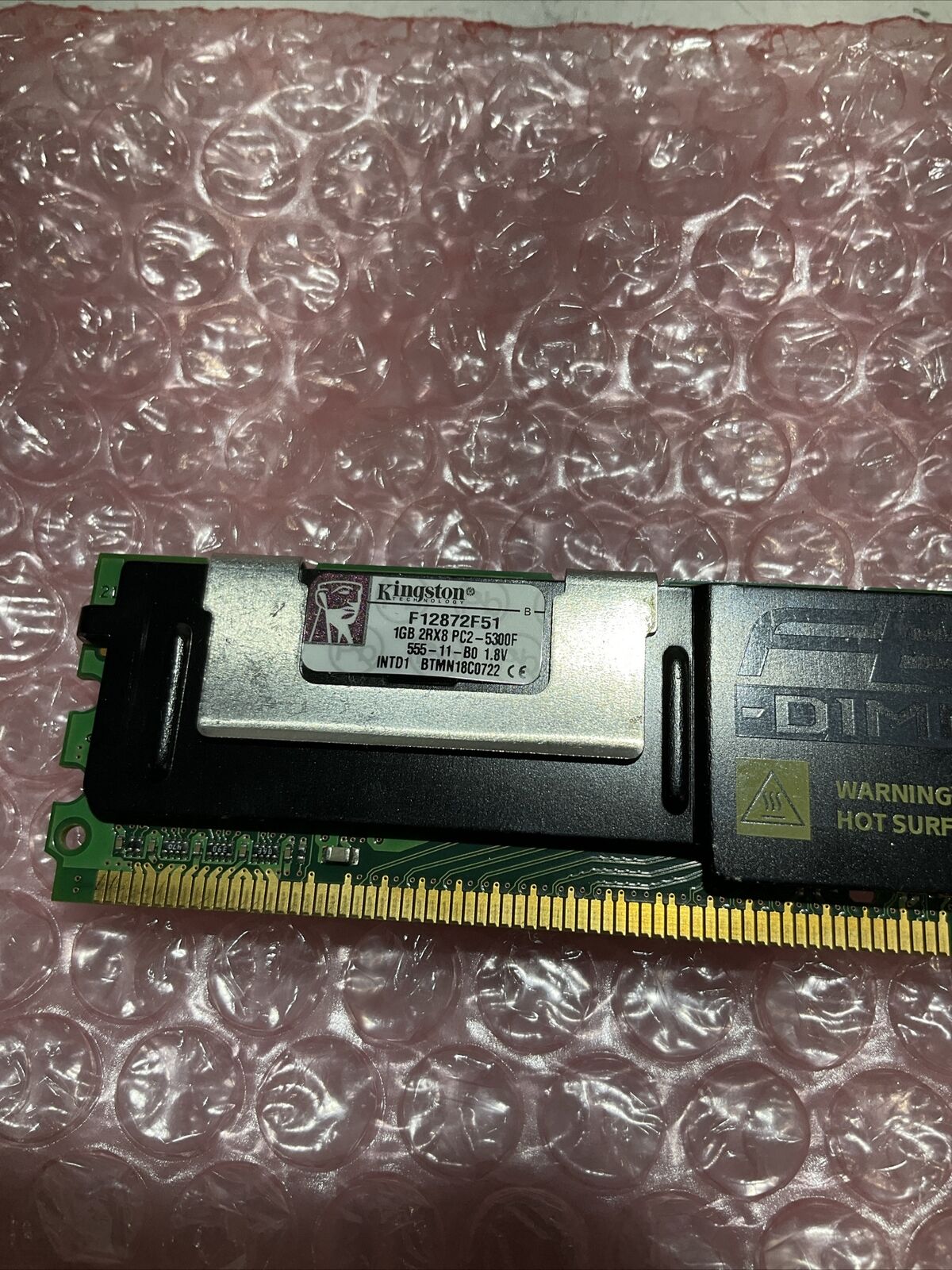 KINGSTON F12872F51 1GB DDR2 FULLY BUFFERED FB ECC PC25300 667Mhz 2Rx8 MEMORY U3S