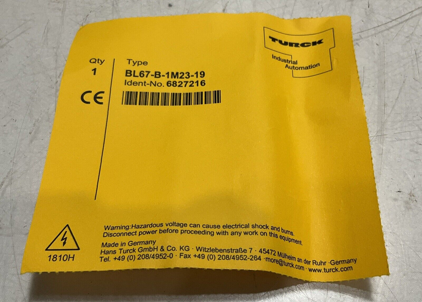 TURCK BL67-B-1M23-19 BASE MODULE OUTPUT U3S
