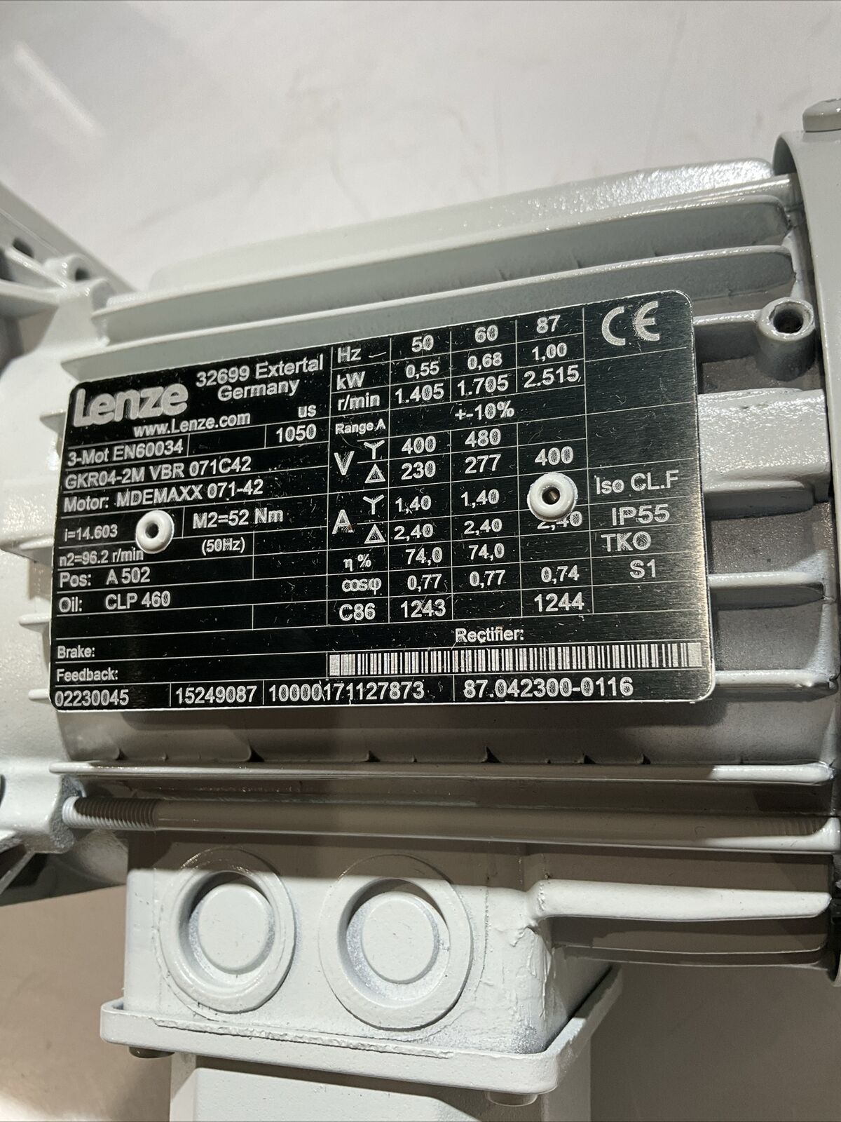 LENZE GKR04-2MVBR071C42 MDE-MAXX 071-42 GEARMOTOR 400V U3S