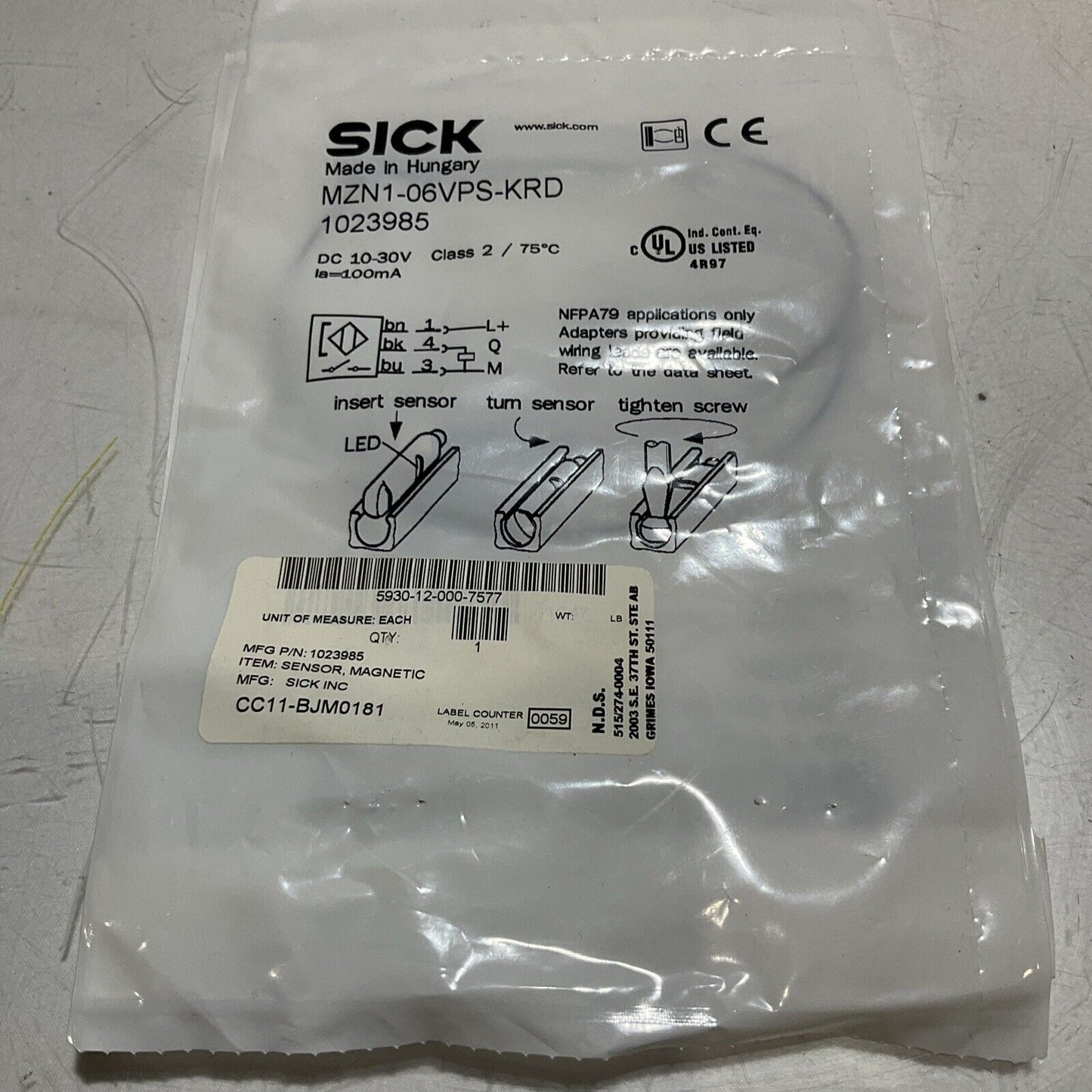 SICK 1023972 MZT6 MAGNETIC SENSOR LOT OF 2 U3S