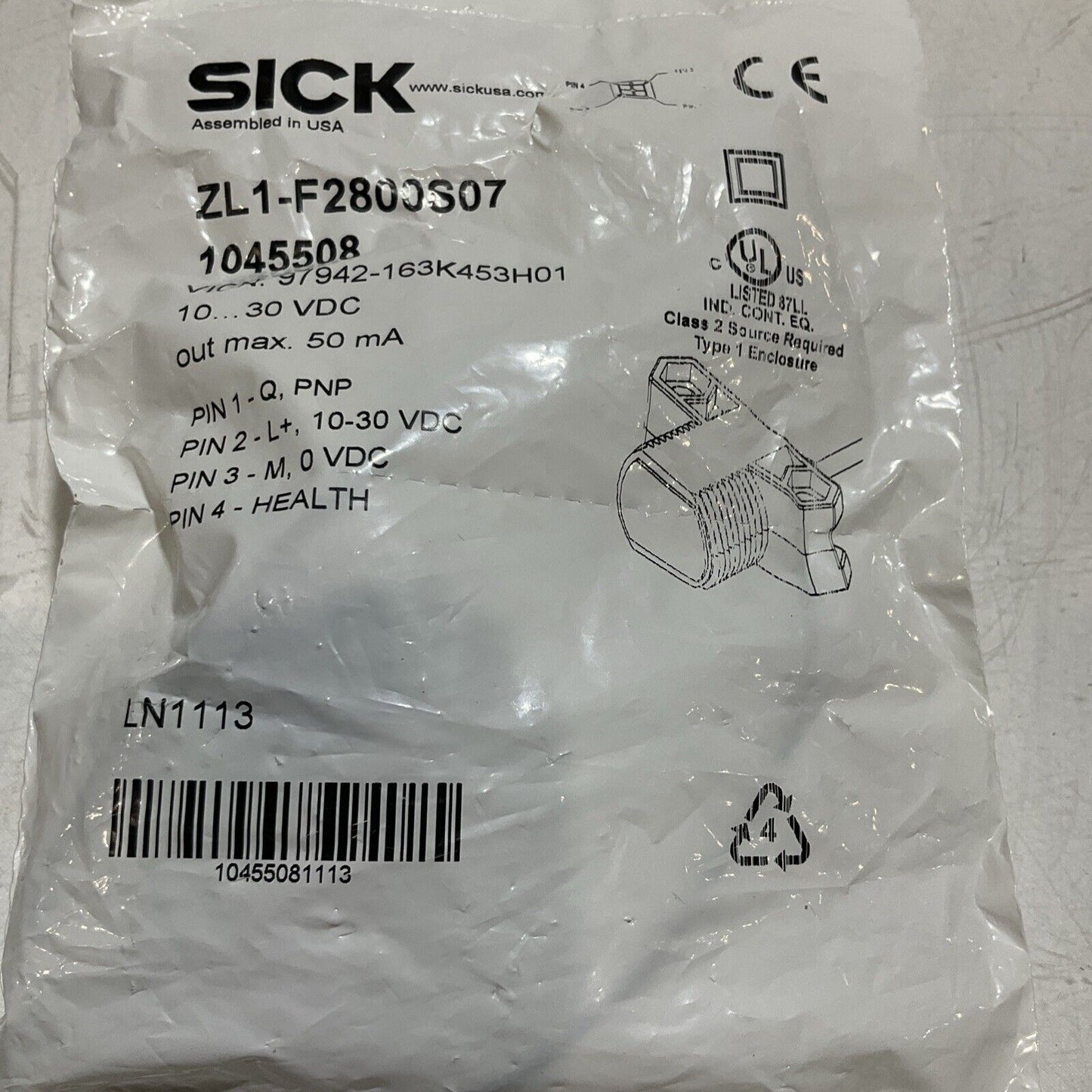 SICK ZL1-F2800S07 1045508 PHOTOELECTRIC SENSOR SWITCH U3S