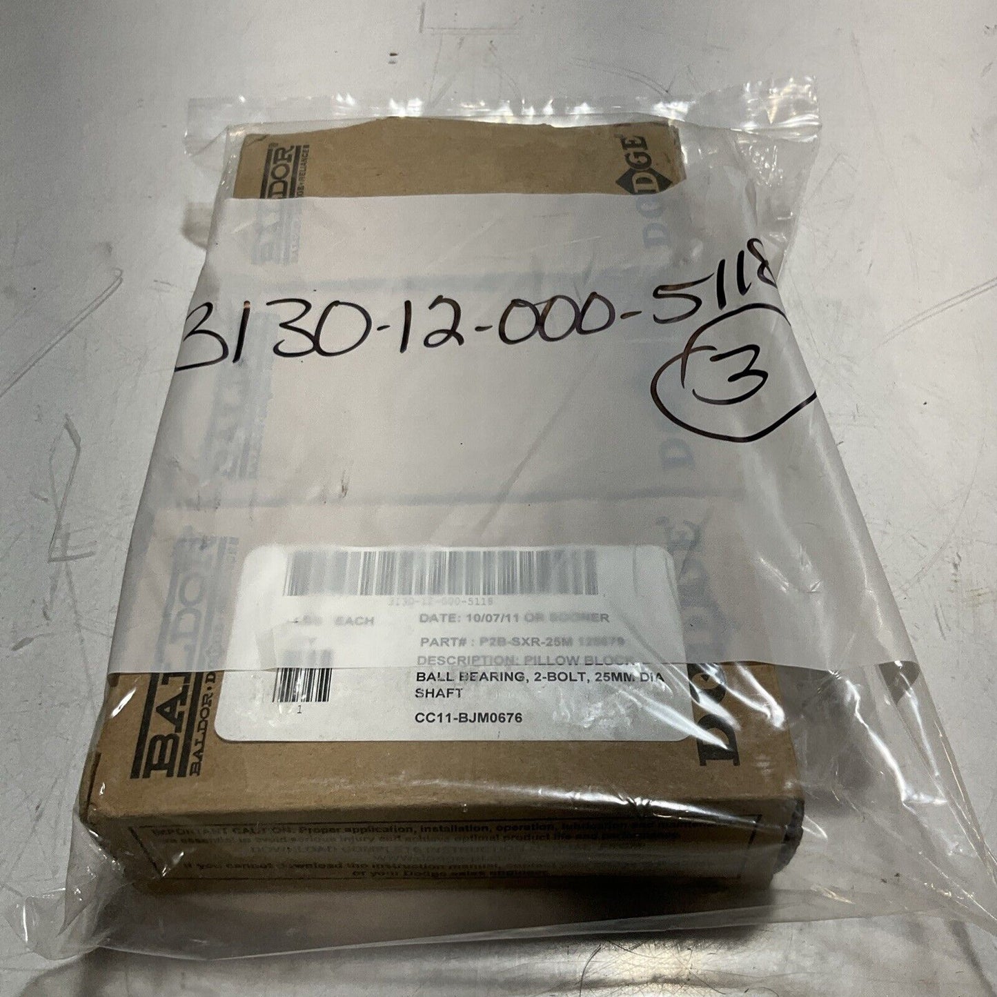 BALDOR DODGE P2B-SXR-25M PILLOW BLOCK BALL BEARING 2-BOLT 25MM LOT OF 3 U3S