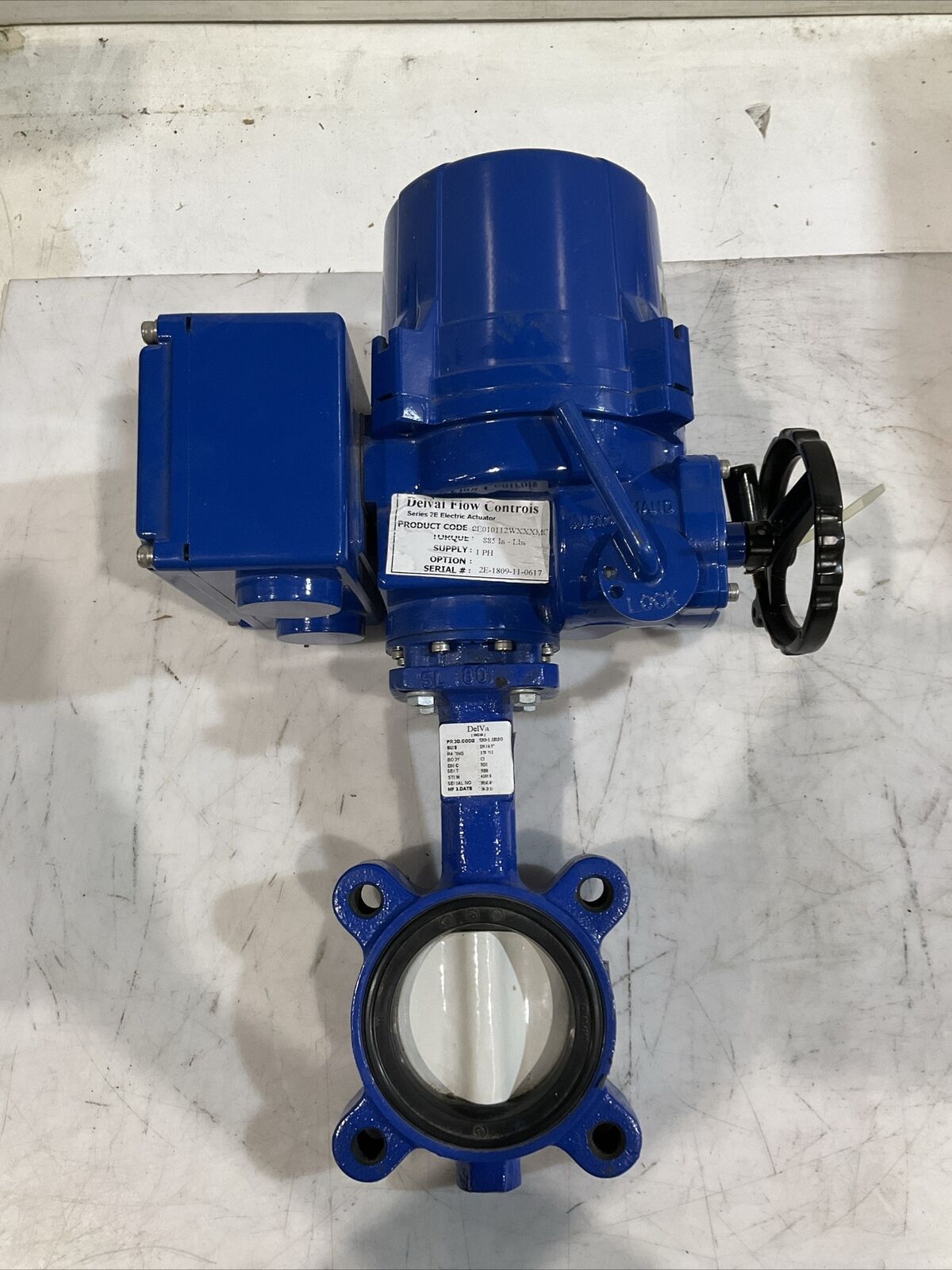 DELVAL FLOW CONTROLS SERIES 2E ELECTRIC ACTUATOR AND BUTTERFLY VALVE 10" G7T