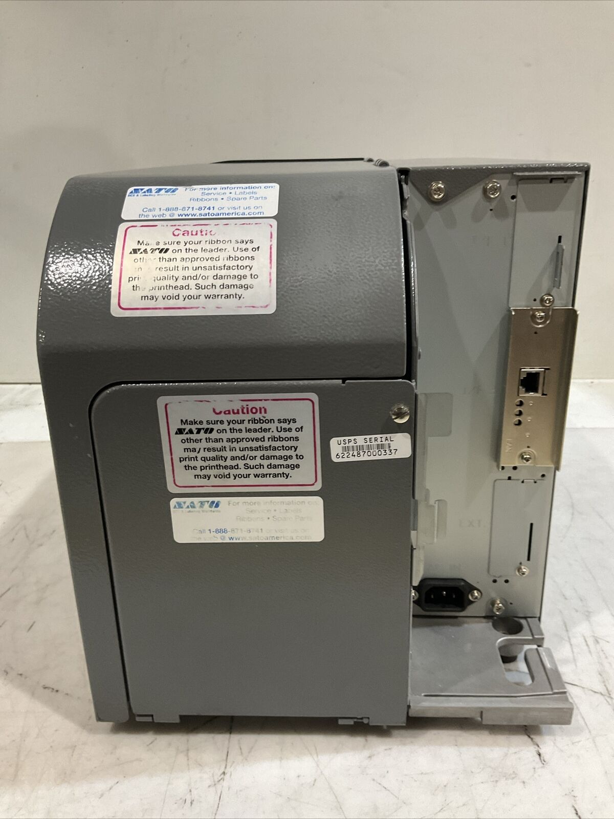 SATO GT408E BAR CODE PRINTER 240V 1.5 A 50/60 HZ U3S
