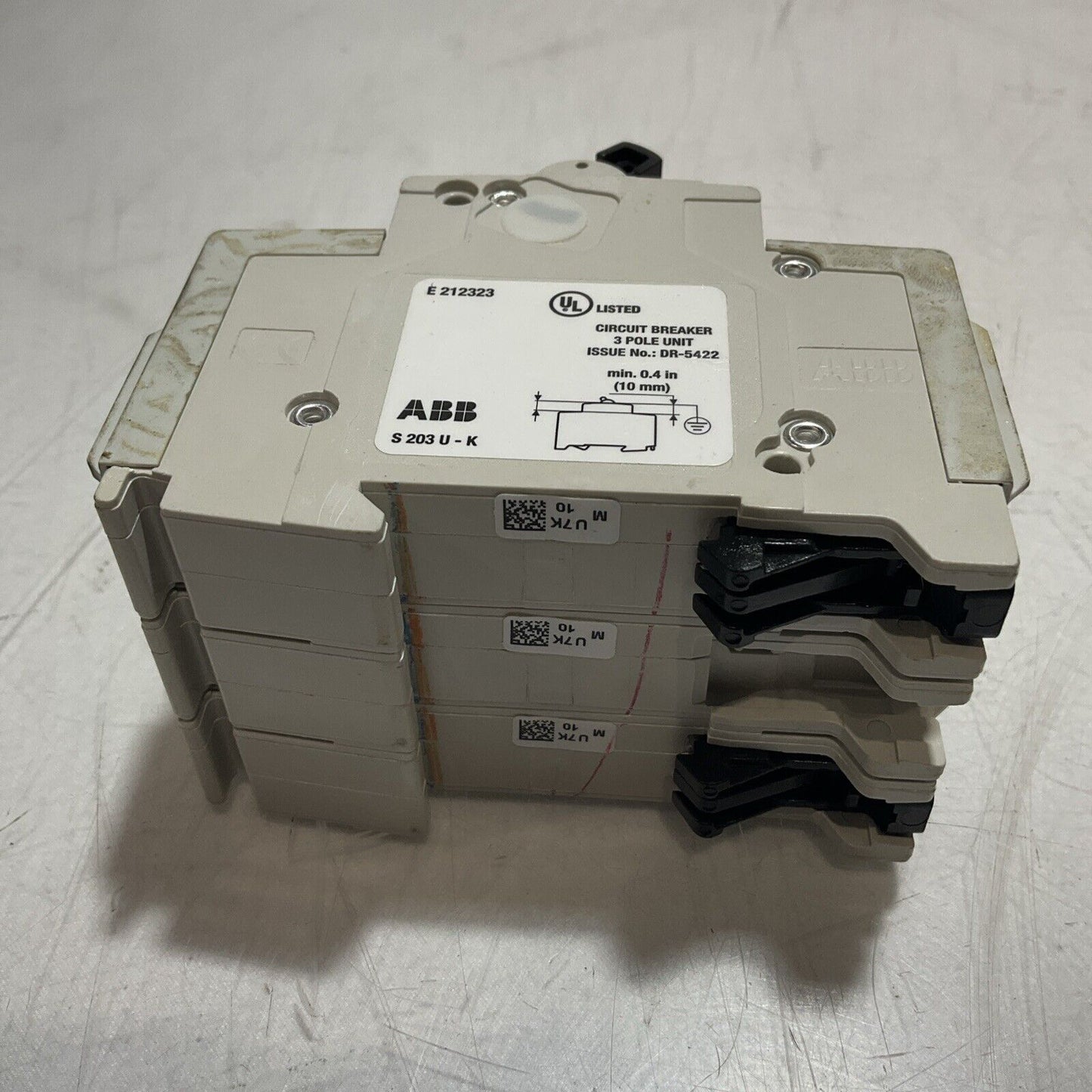 ABB S203UK10A CIRCUIT BREAKER 3 POLE UNIT S 203 U K 10 A 24V 50/60 HZ U3S