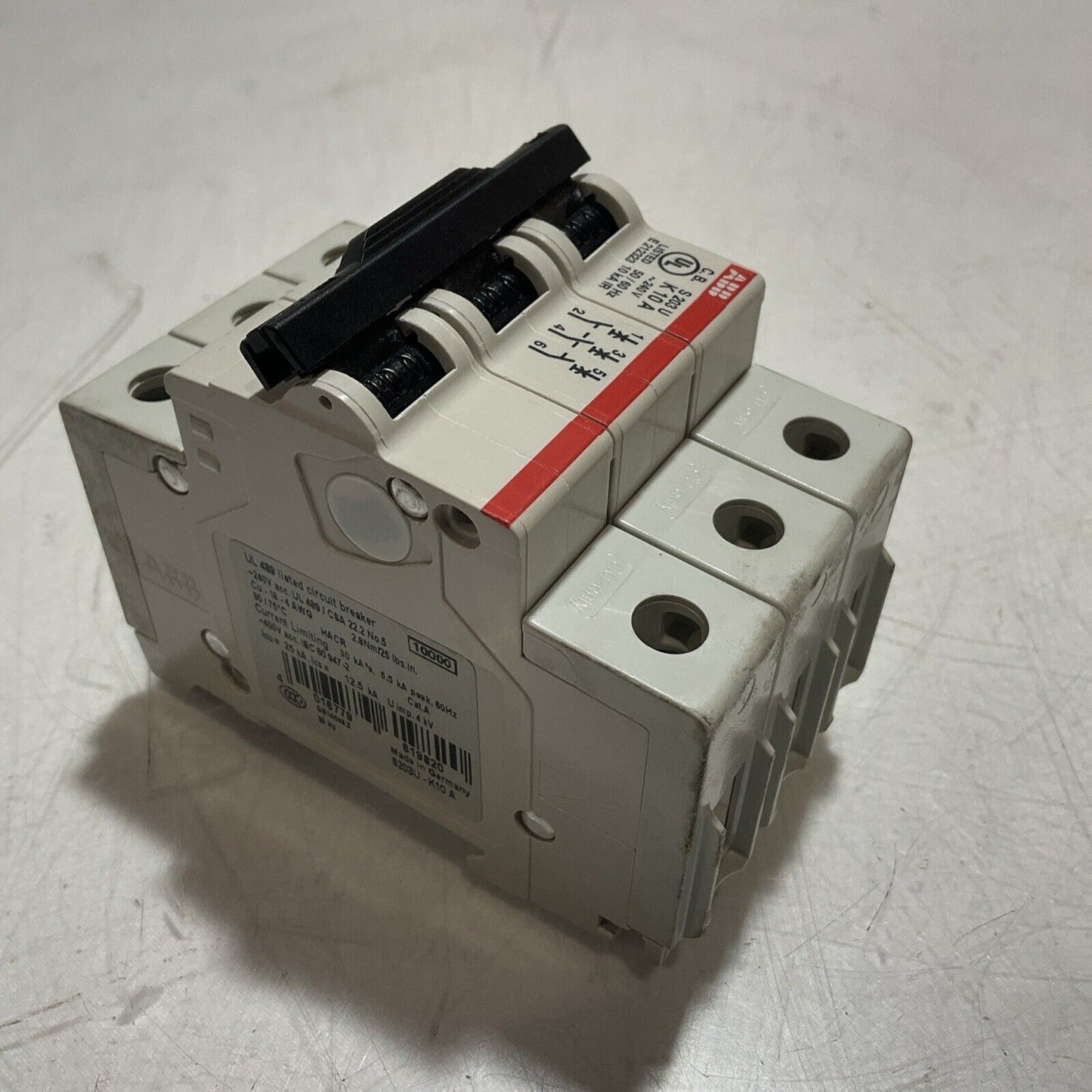 ABB S203UK10A CIRCUIT BREAKER 3 POLE UNIT S 203 U K 10 A 24V 50/60 HZ U3S