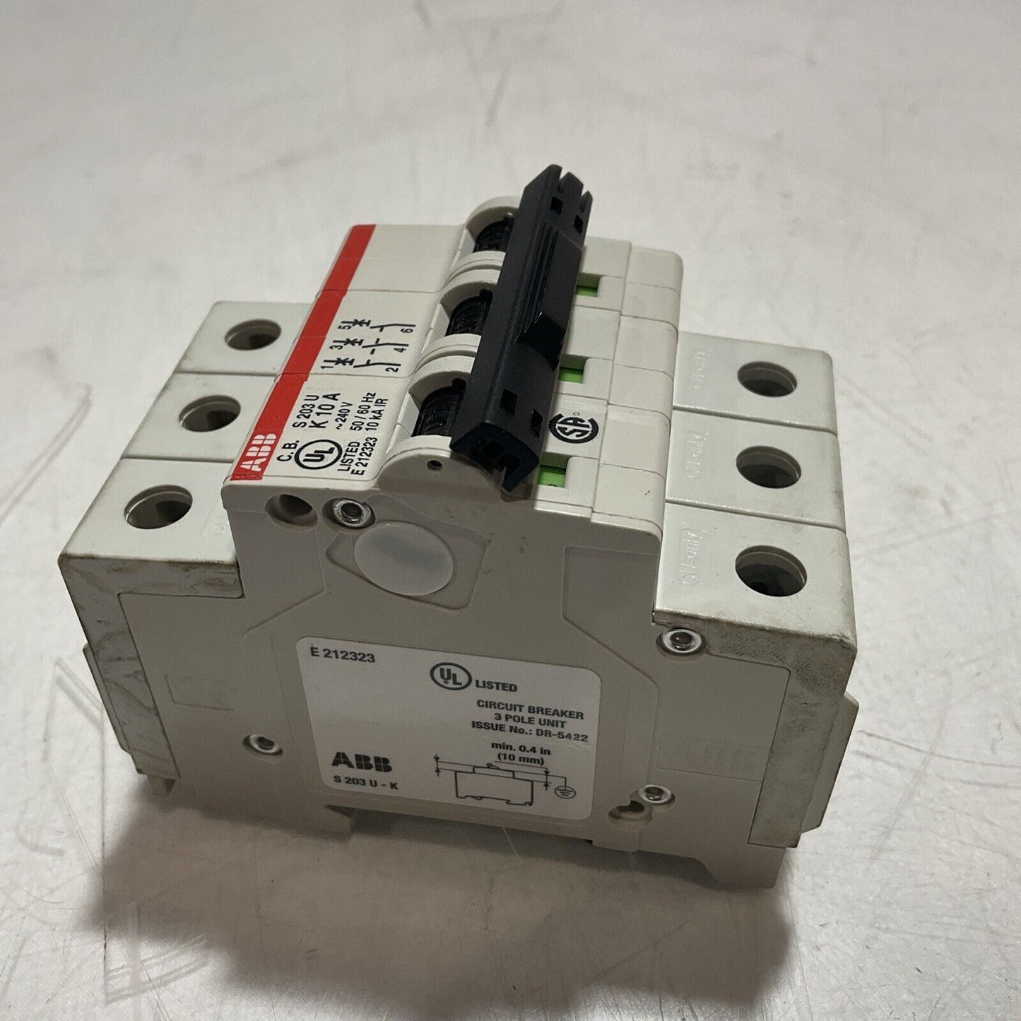 ABB S203UK10A CIRCUIT BREAKER 3 POLE UNIT S 203 U K 10 A 24V 50/60 HZ U3S