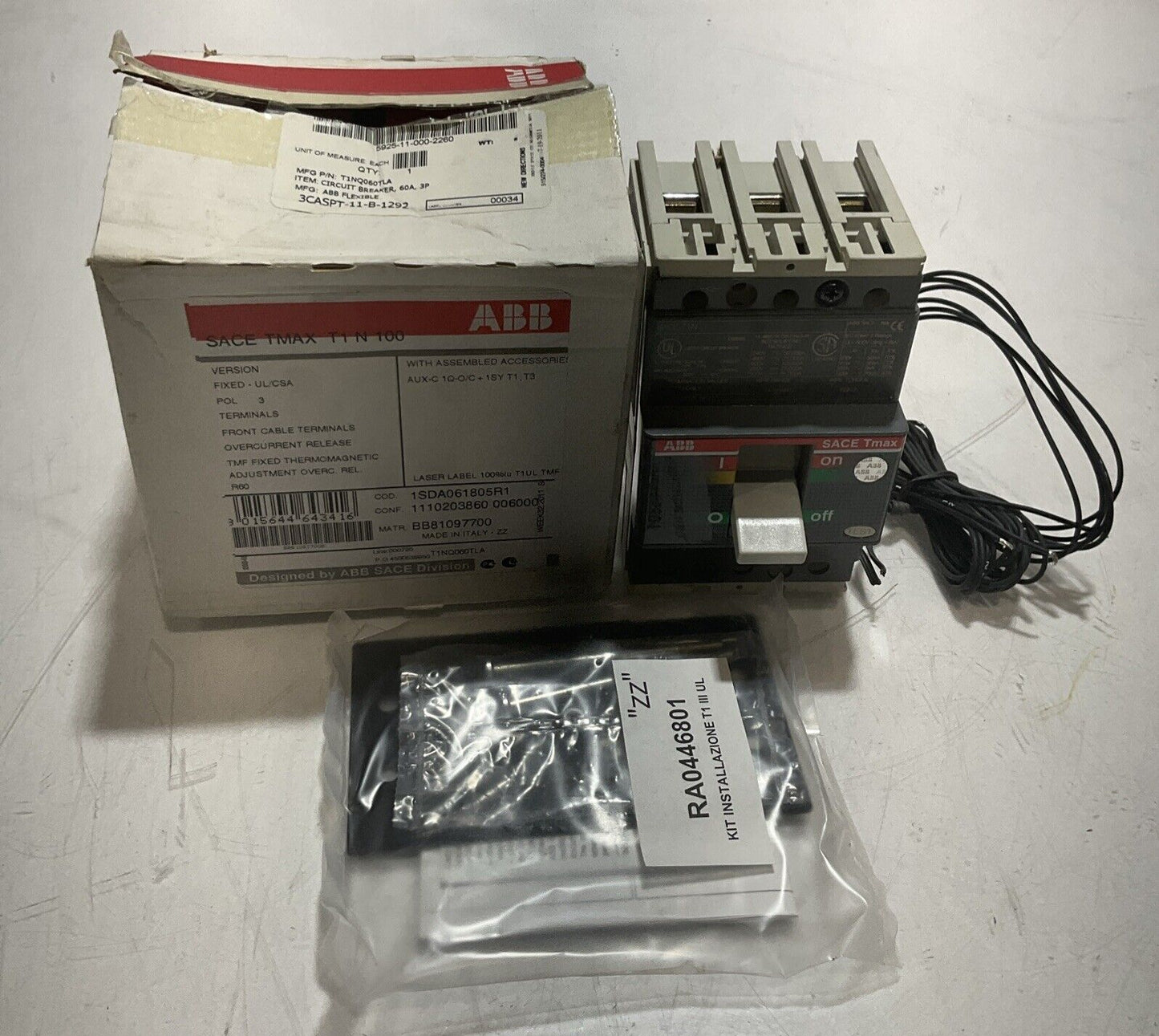 ABB SACE T1N CIRCUIT BREAKER 3 POLES 240V U3S