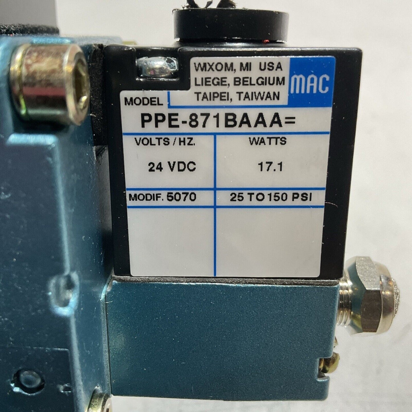 MAC 0629-FV6500B DOUBLE ACTION SOLENOID VALVE ASSEMBLY WITH MANIFOLD U3S