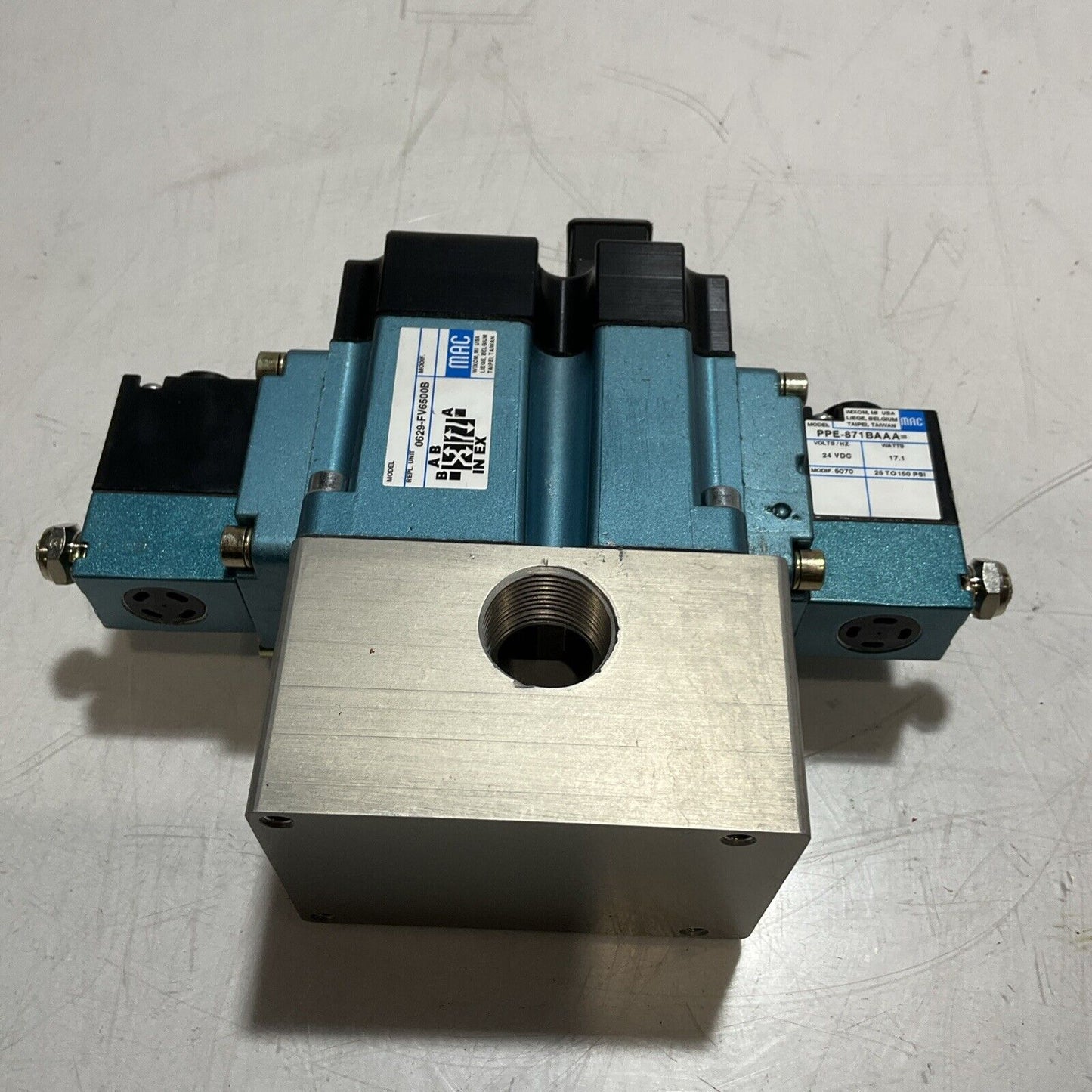 MAC 0629-FV6500B DOUBLE ACTION SOLENOID VALVE ASSEMBLY WITH MANIFOLD U3S