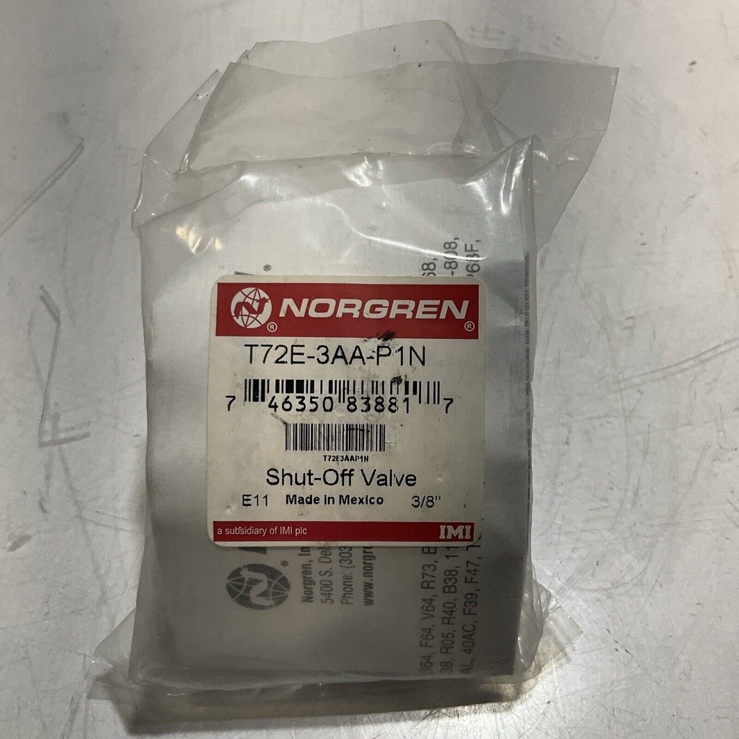 NORGREN T72E-3AA-P1N SHUT-OFF VALVE 3/8IN SLIDE ACTUATOR U3S