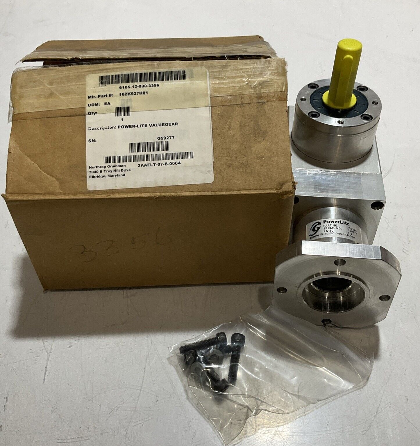 POWER-LITE 750320 1:1 RATION RIGHT ANGLE GEARBOX U3S