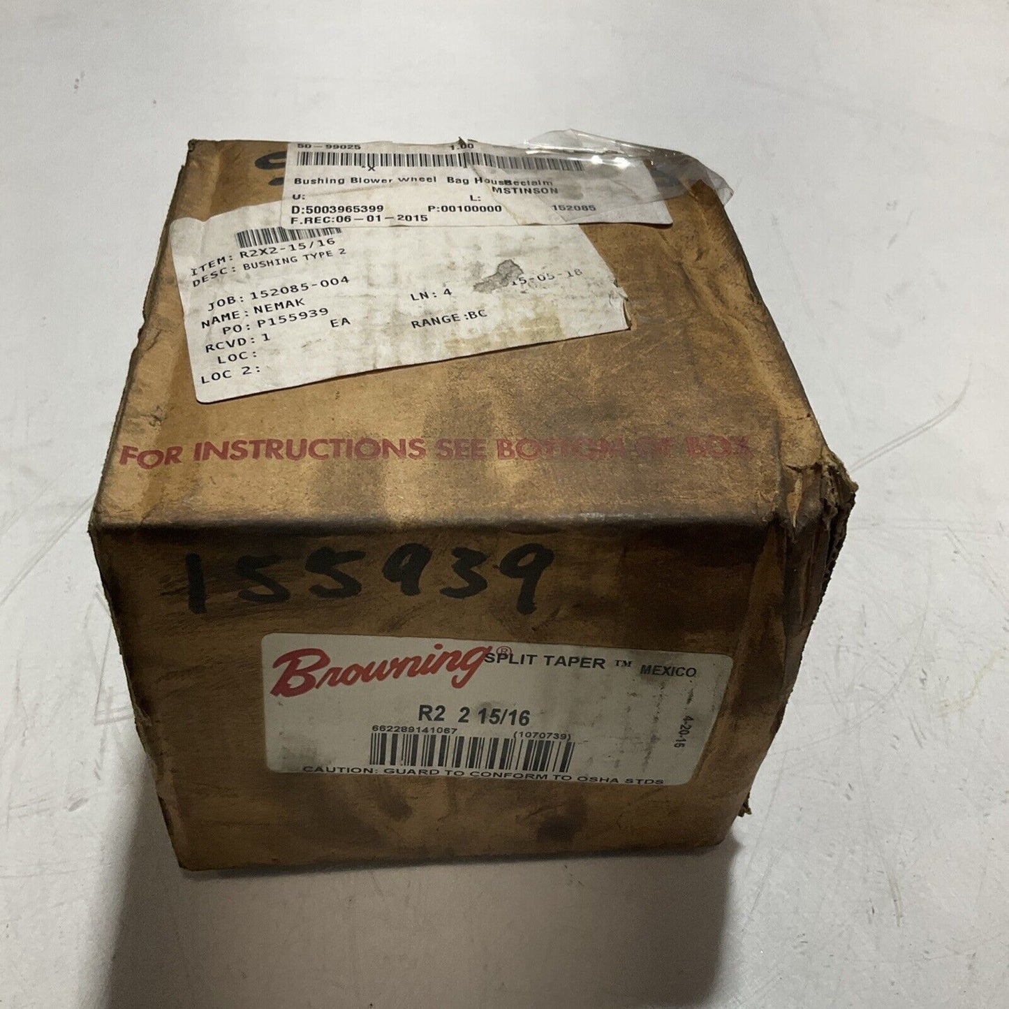 BROWNING R2215/16 BUSHING BLOWER WHEEL HOUSECLAIM N3M