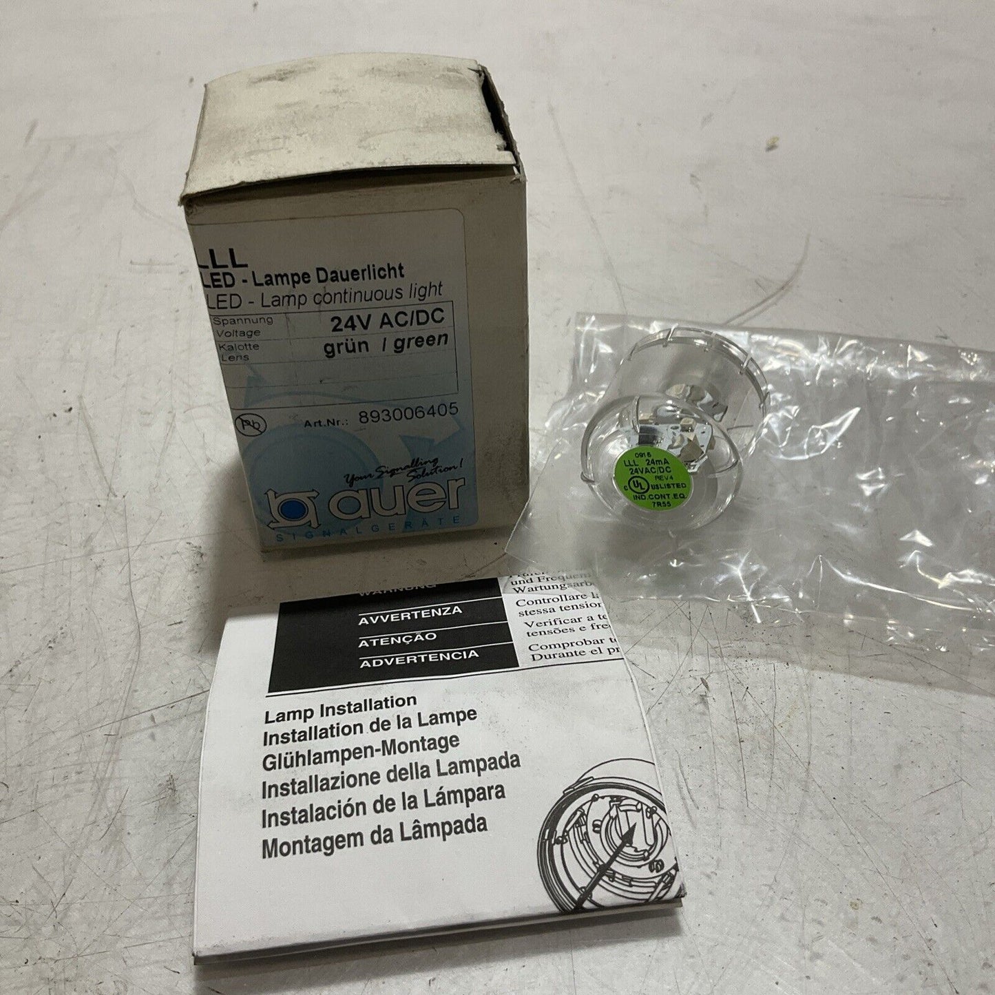 AUER 893006405 LED LAMP CONTINOUS LIGHT GREEN N3M