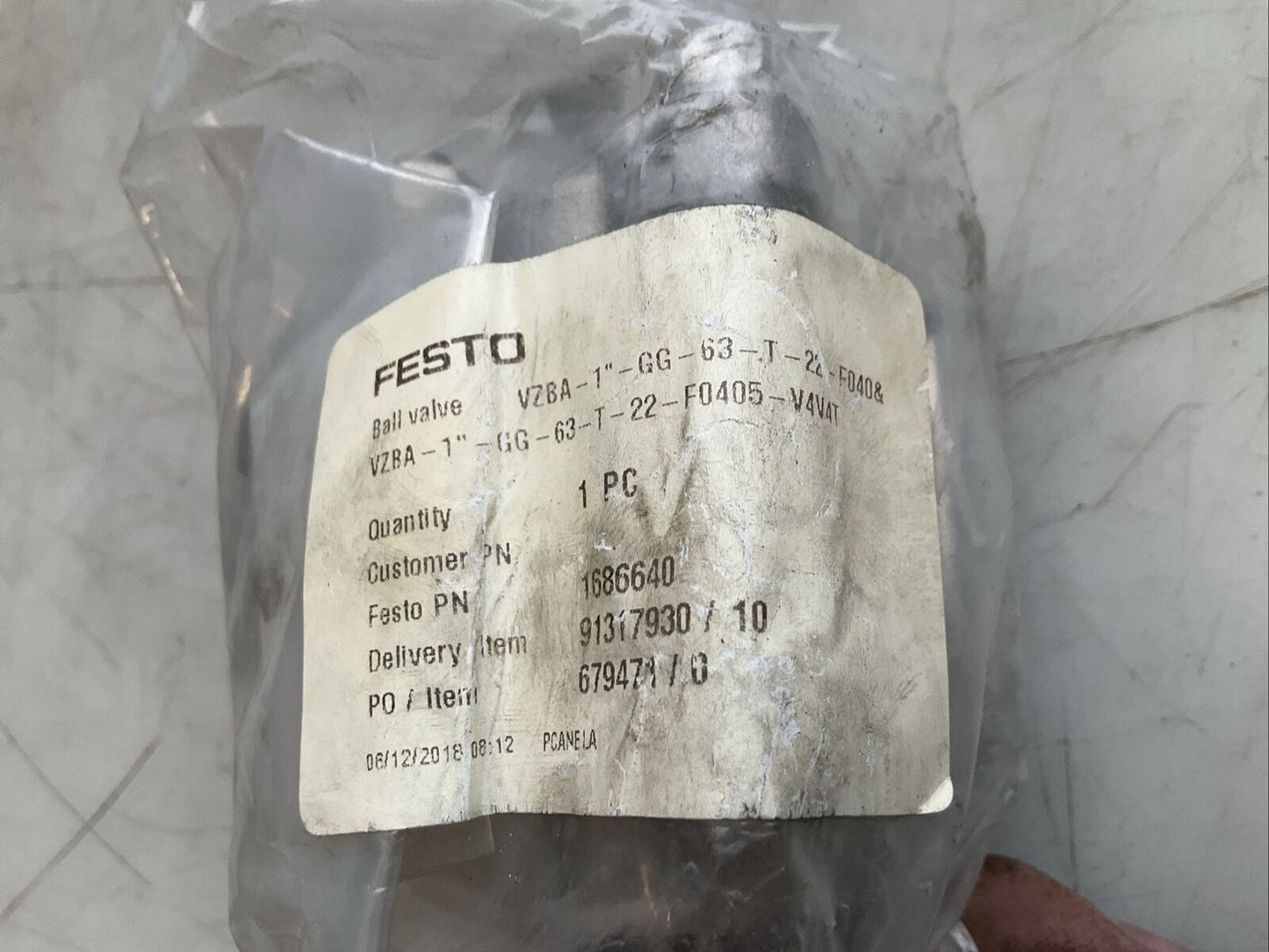 FESTO 1686640 VZBA-1”-GG-63-T-22-F0405-V4V4T BALL VALVE SERIES J3 N3M