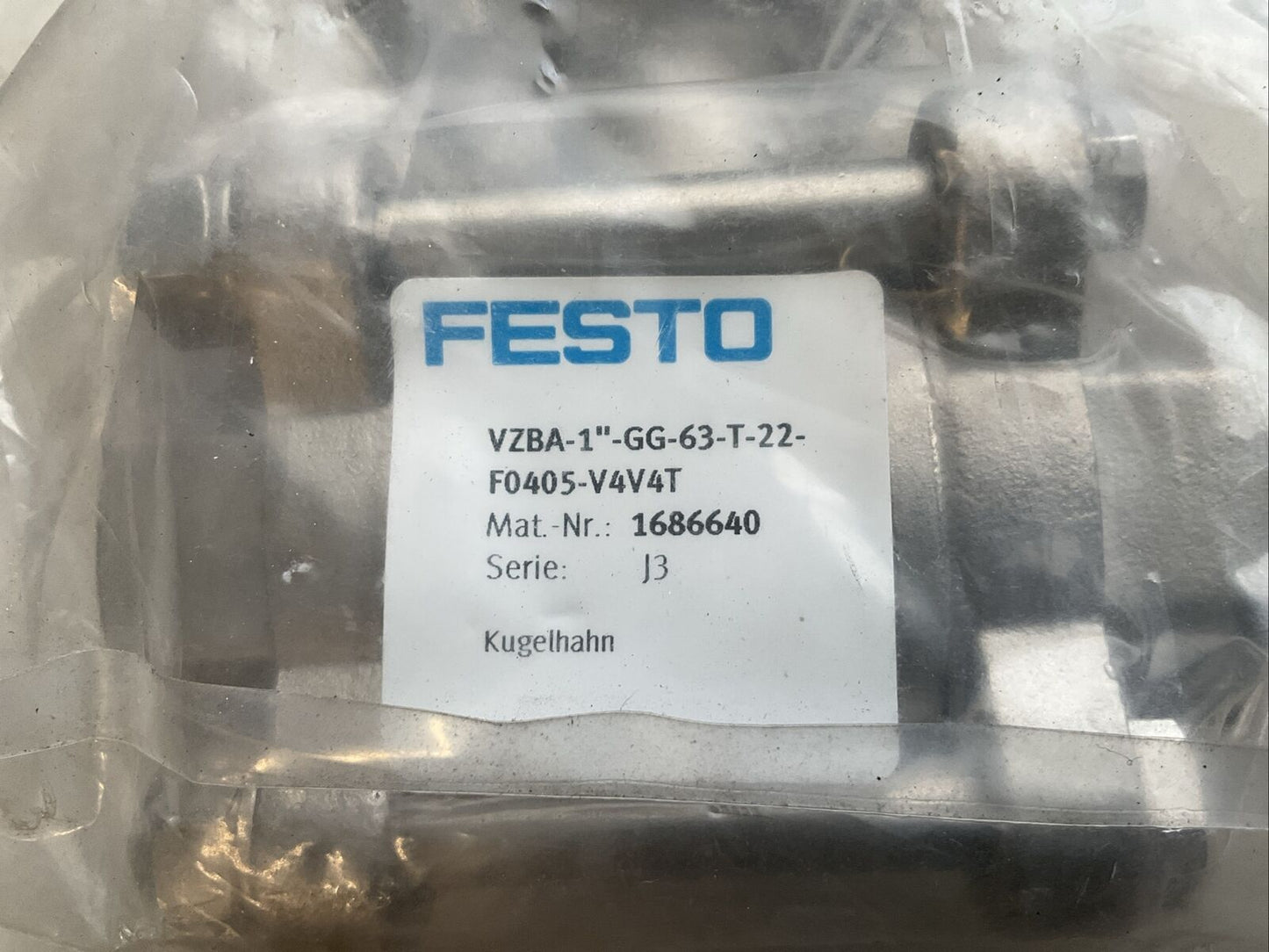 FESTO 1686640 VZBA-1”-GG-63-T-22-F0405-V4V4T BALL VALVE SERIES J3 N3M