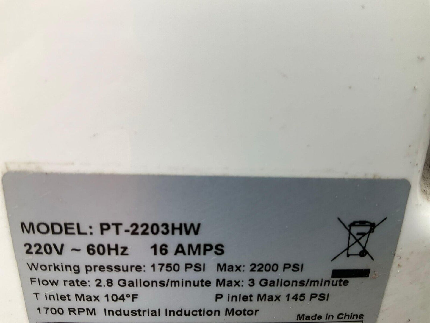 UNUSED POWERTRAIN HOT WATER PRESSURE WASHER PT-2203HW DIESEL 3 GPM