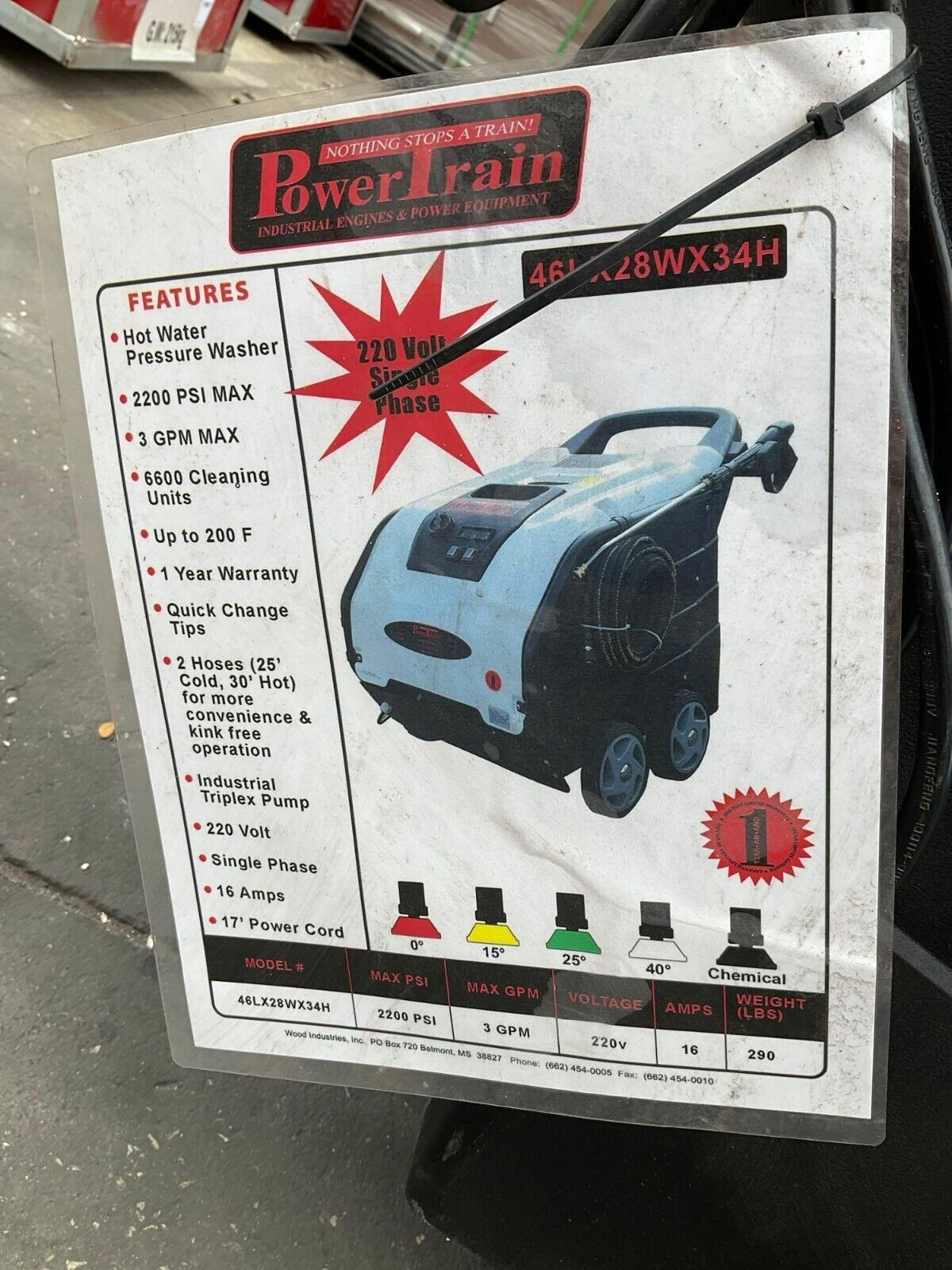 UNUSED POWERTRAIN HOT WATER PRESSURE WASHER PT-2203HW DIESEL 3 GPM