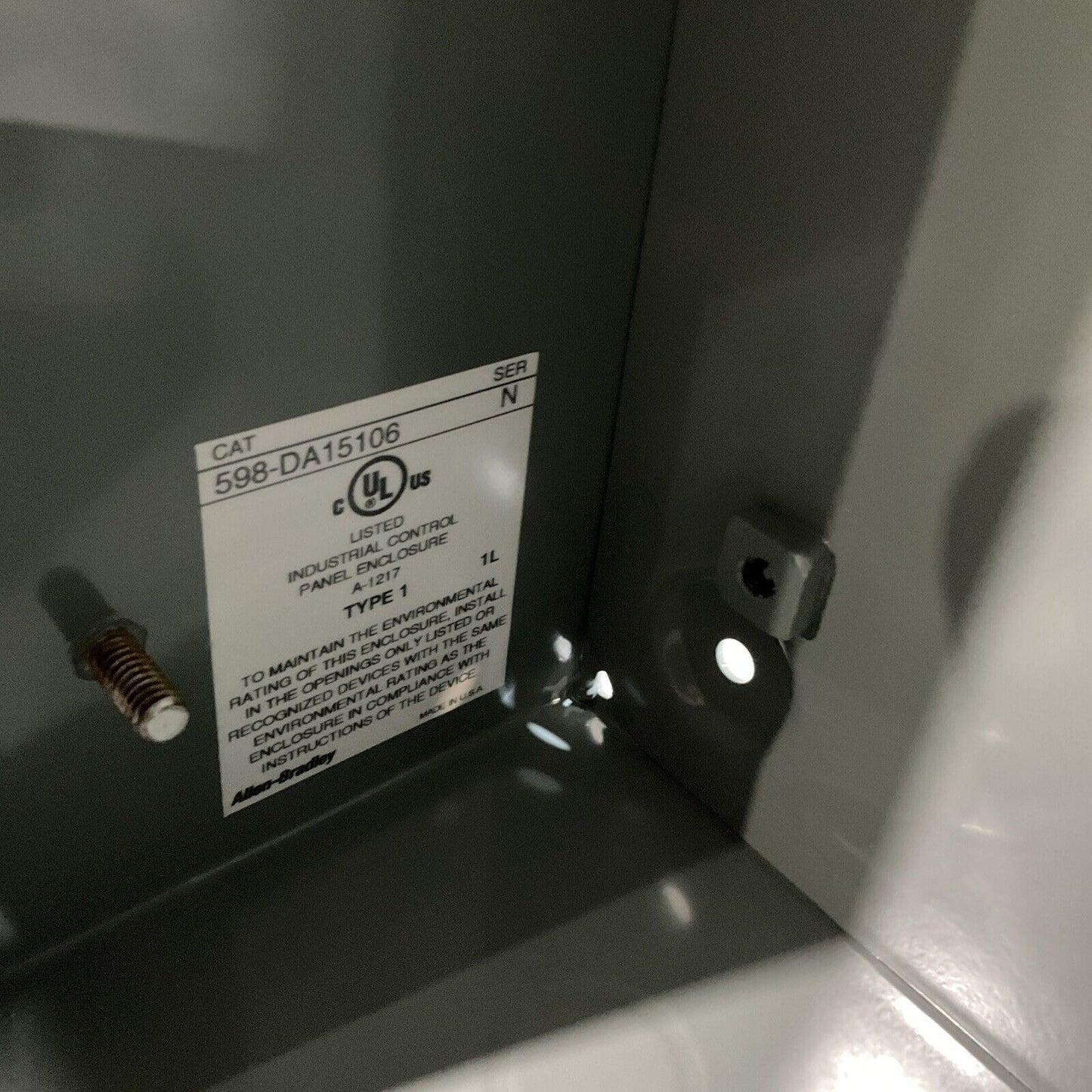 A-B ALLEN-BRADLEY 598-DA15106 STARTER REPLACEMENT ENCLOSURE 15 X 10 X 6 N3M