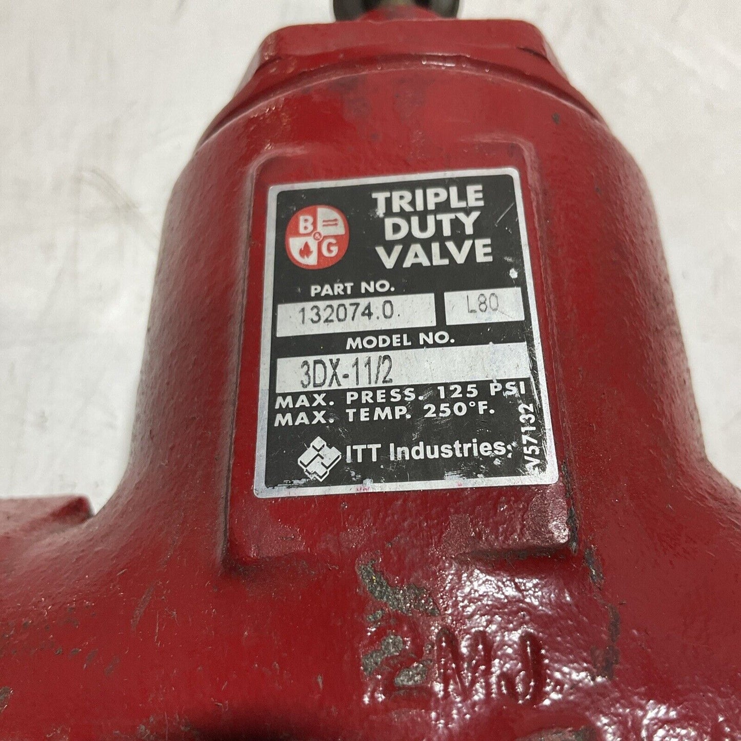 ITT BELL & GOSSETT 1320740 3DX-1 1/2 TRIPLE DUTY VALVE 125 PSI 250 F N3M