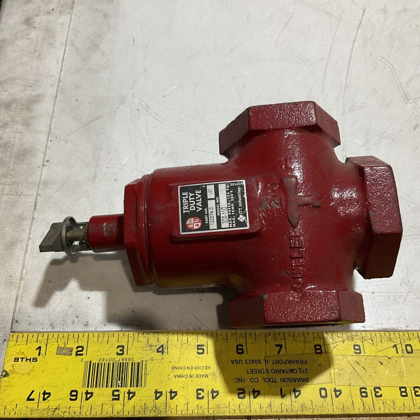 ITT BELL & GOSSETT 1320740 3DX-1 1/2 TRIPLE DUTY VALVE 125 PSI 250 F N3M
