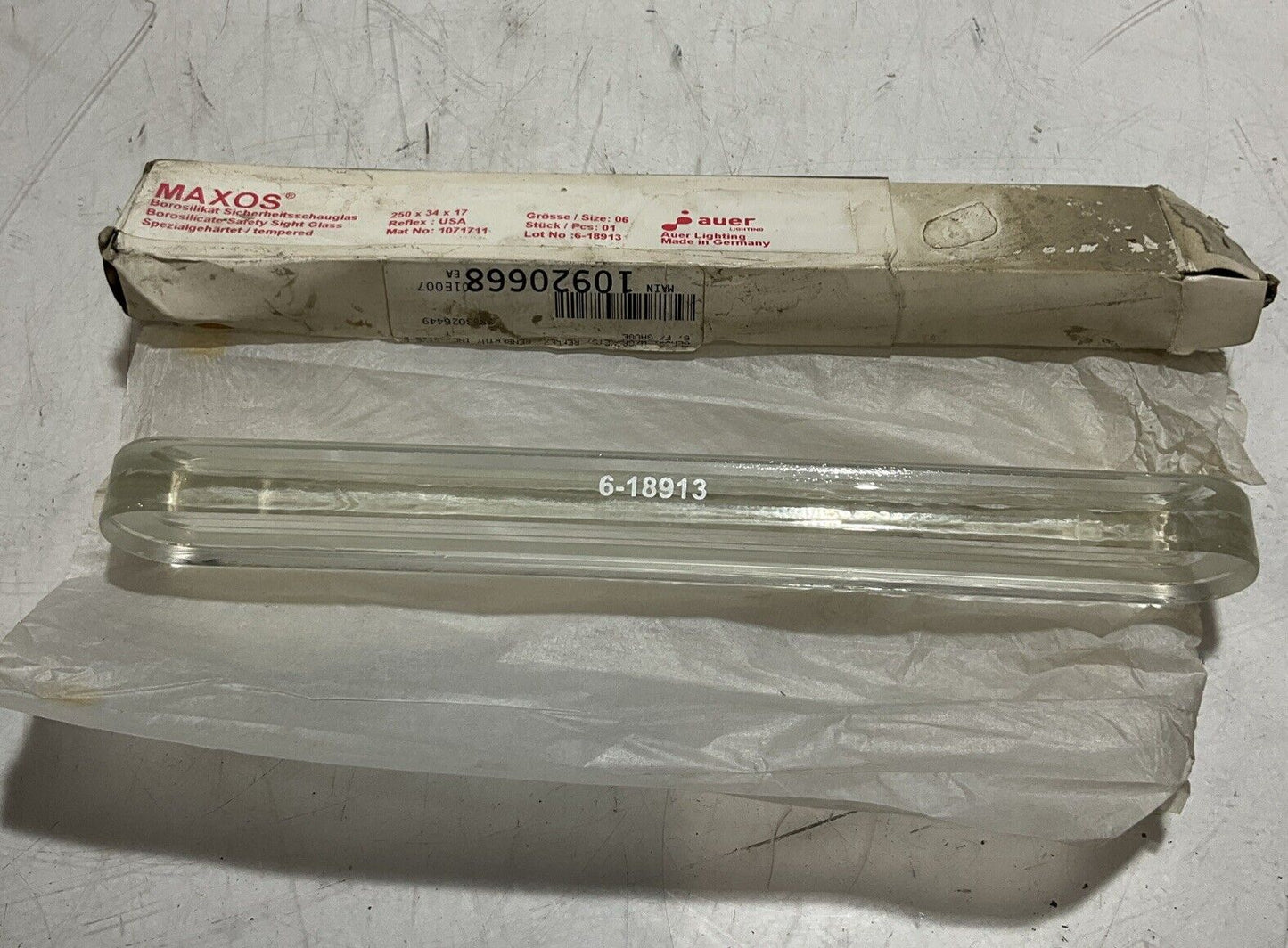 MAXOS 6-18913 BOROSILICATE SAFETY SIGHT GLASS 554