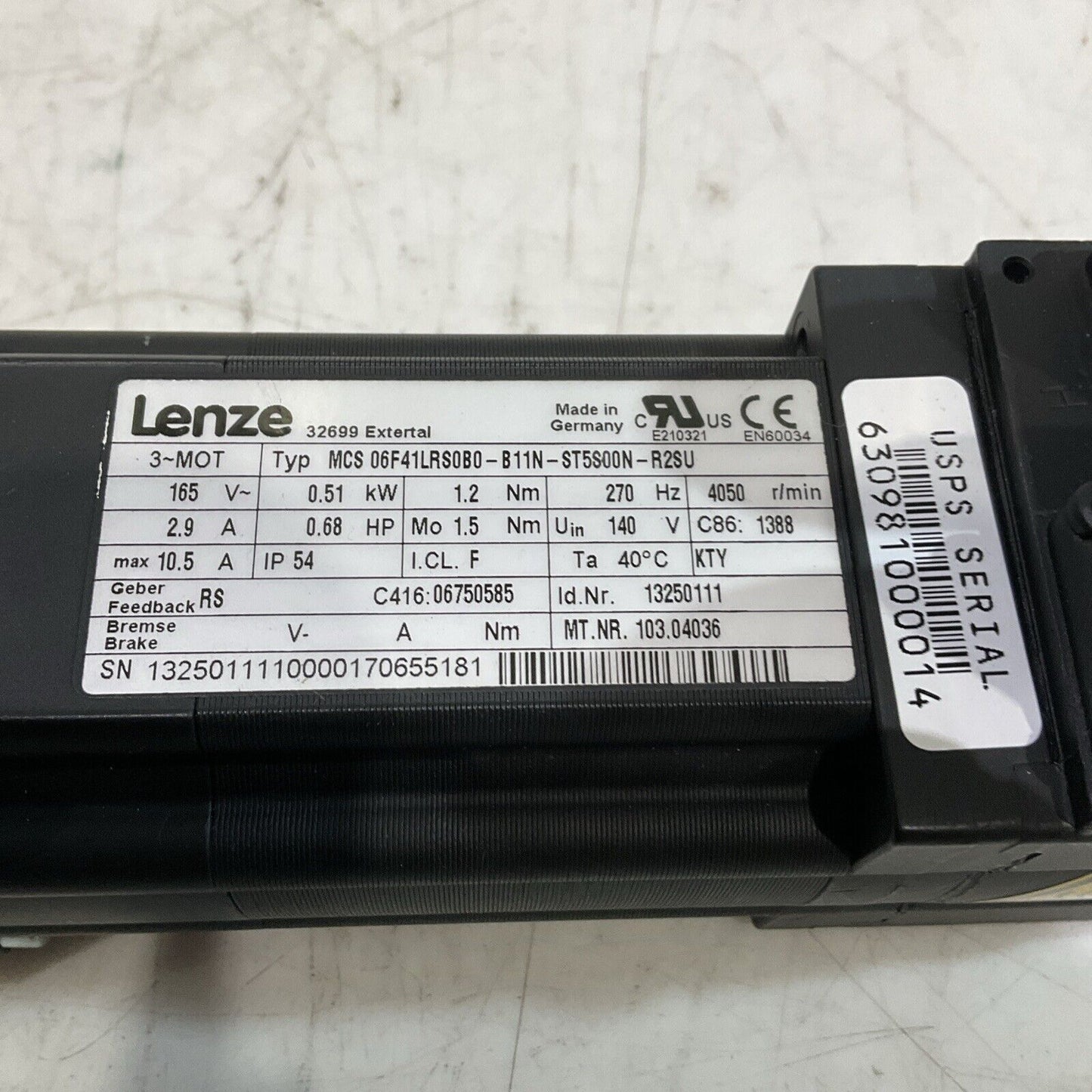 LENZE MCS06F41LRSOB0-B11N-ST5SOON-R2SU VOGEL 460133 GEAR-MOTOR ASSEMBLY U3S
