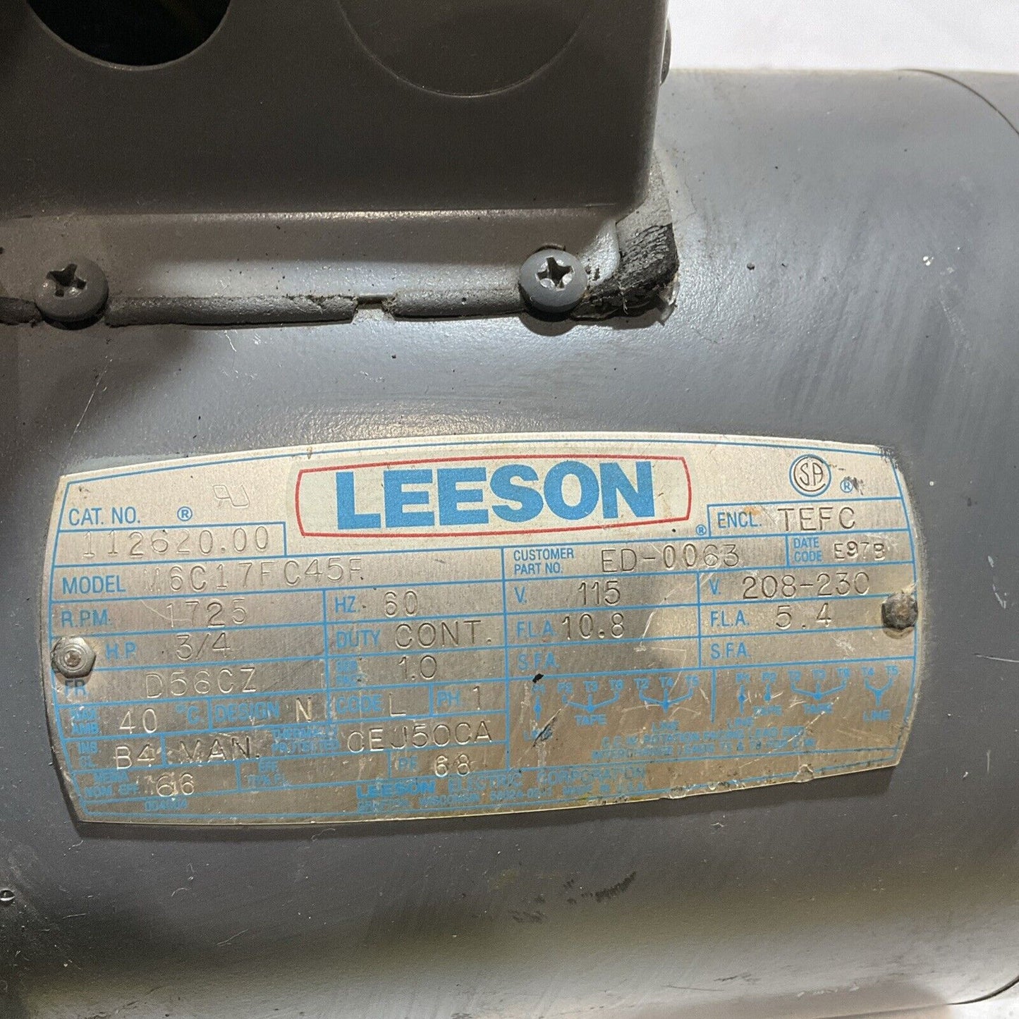 LEESON M6C17FC45F ELECTRIC MOTOR U3S