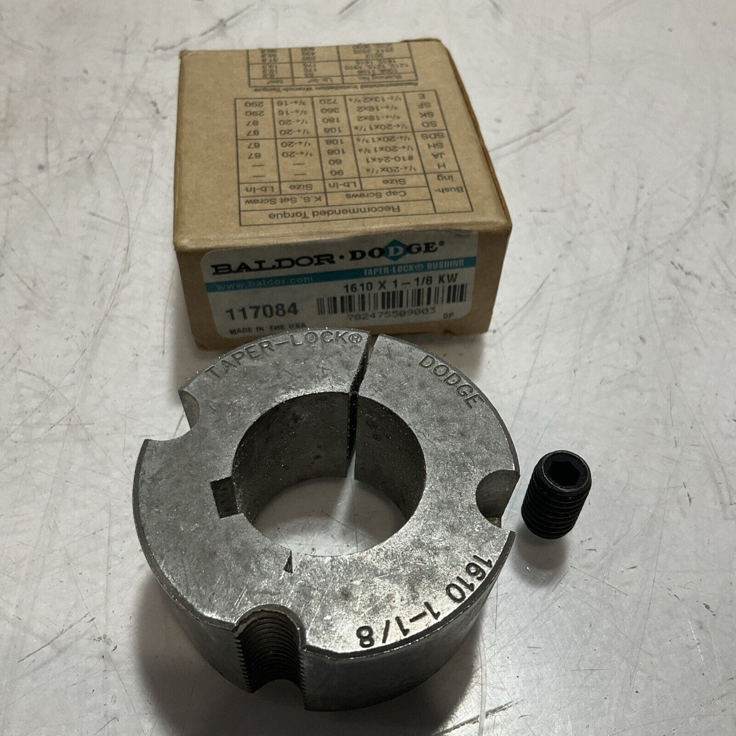 BALDOR DODGE 117084 BUSHINGS TAPERLOCK WITH KW1610 U3S