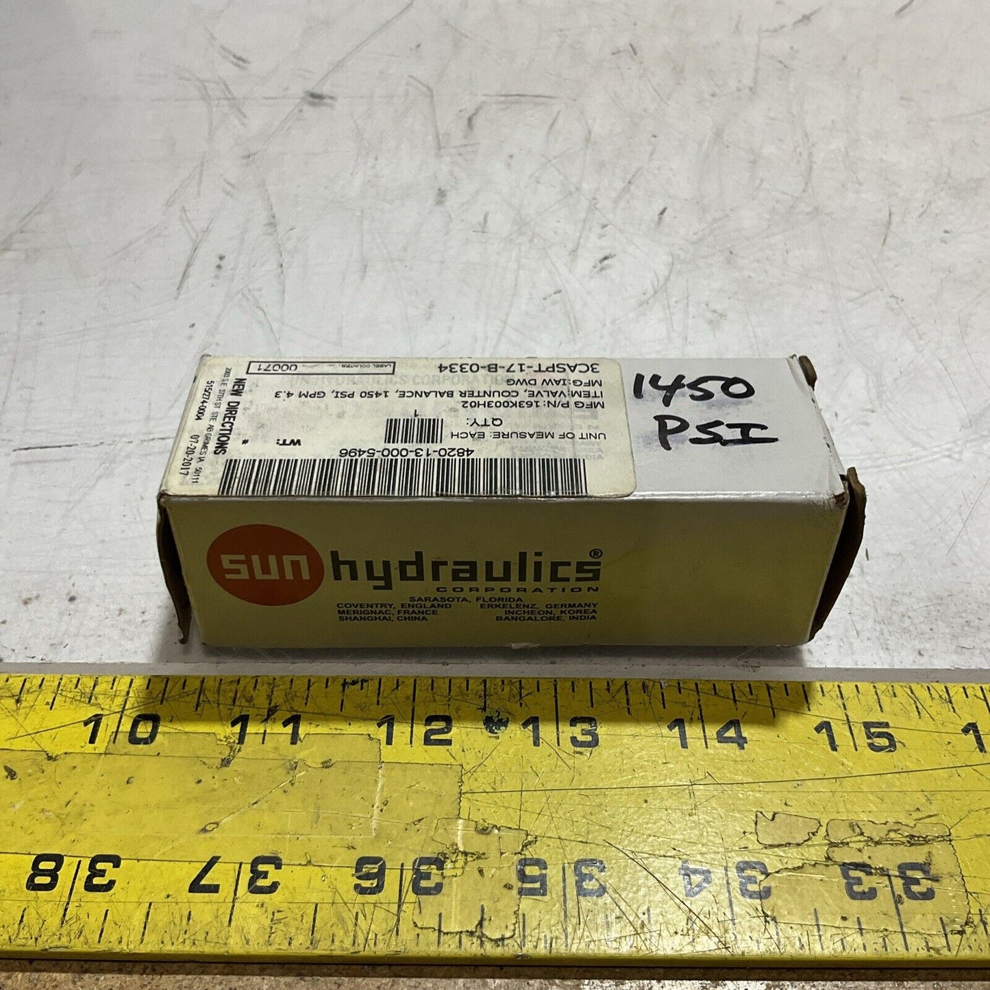 SUNHYDRAULICS CBCALHN COUNTER BALANCE VALVE 1450 PSI LOT OF 3 U3S