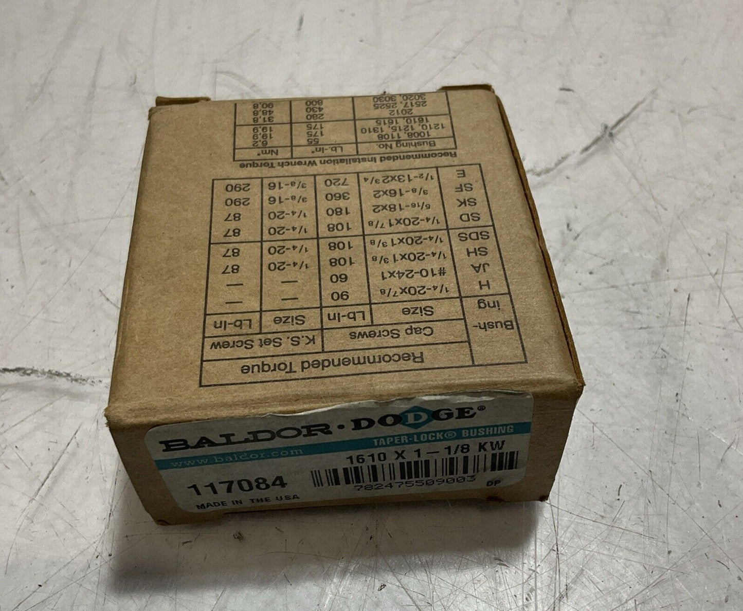 BALDOR DODGE 117084 BUSHINGS TAPERLOCK WITH KW1610 U3S