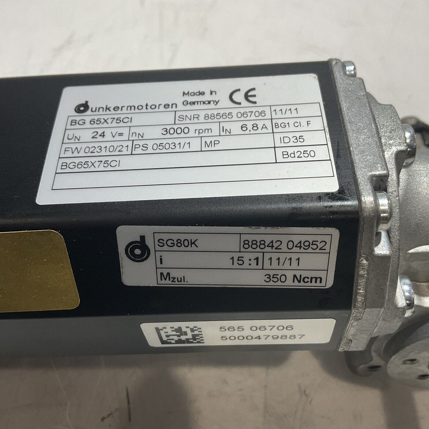 DUNKERMOTOREN BG 65X75CI GEAR-MOTOR BRUSHLESS SHAFT U3S