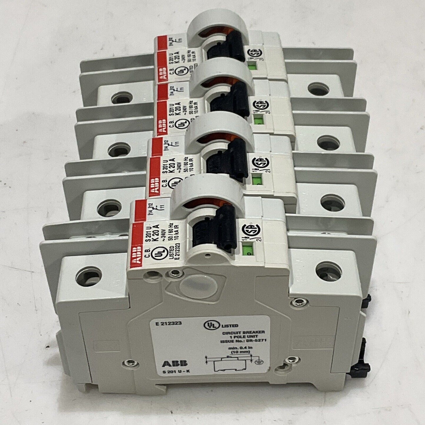 ABB S 201 U K 20 A MINI CIRCUIT BREAKER 240V 50/60HZ LOT OF 4 U3S