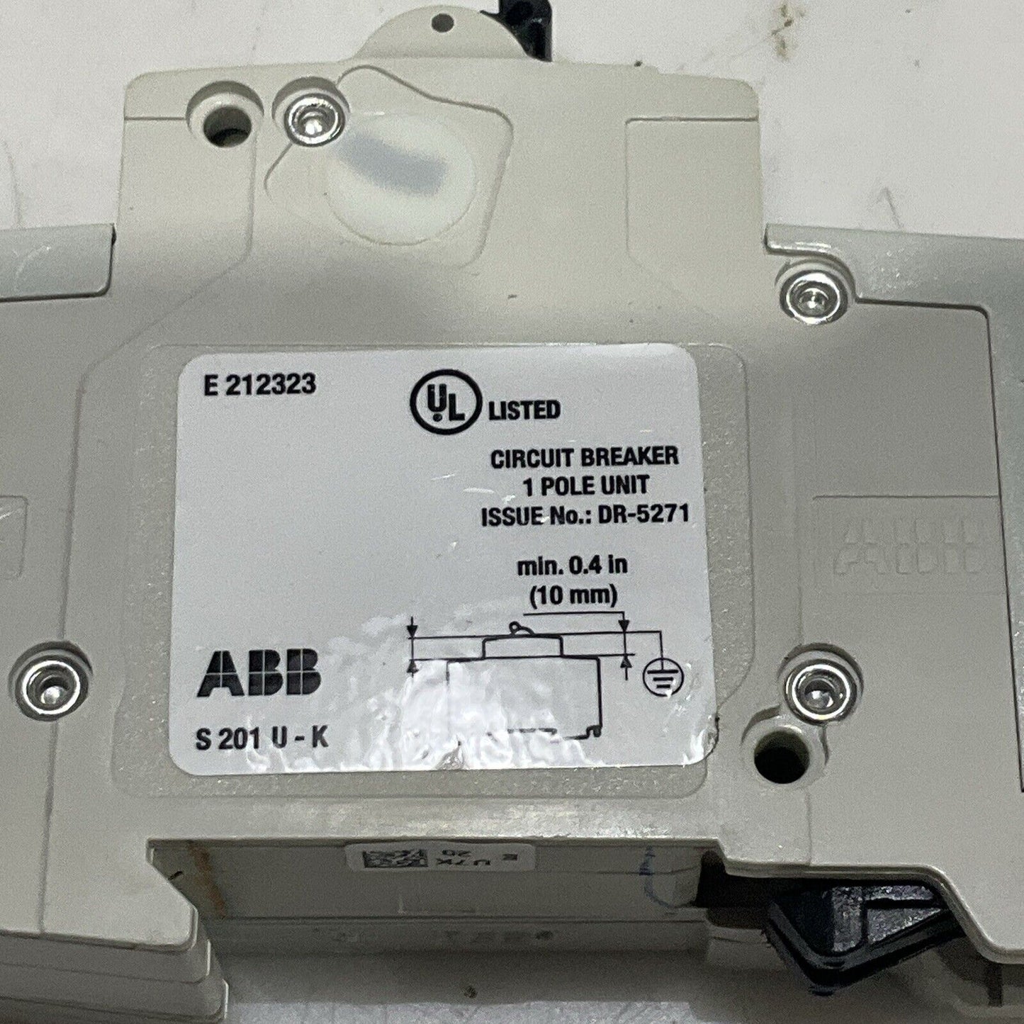 ABB S 201 U K 20 A MINI CIRCUIT BREAKER 240V 50/60HZ LOT OF 4 U3S