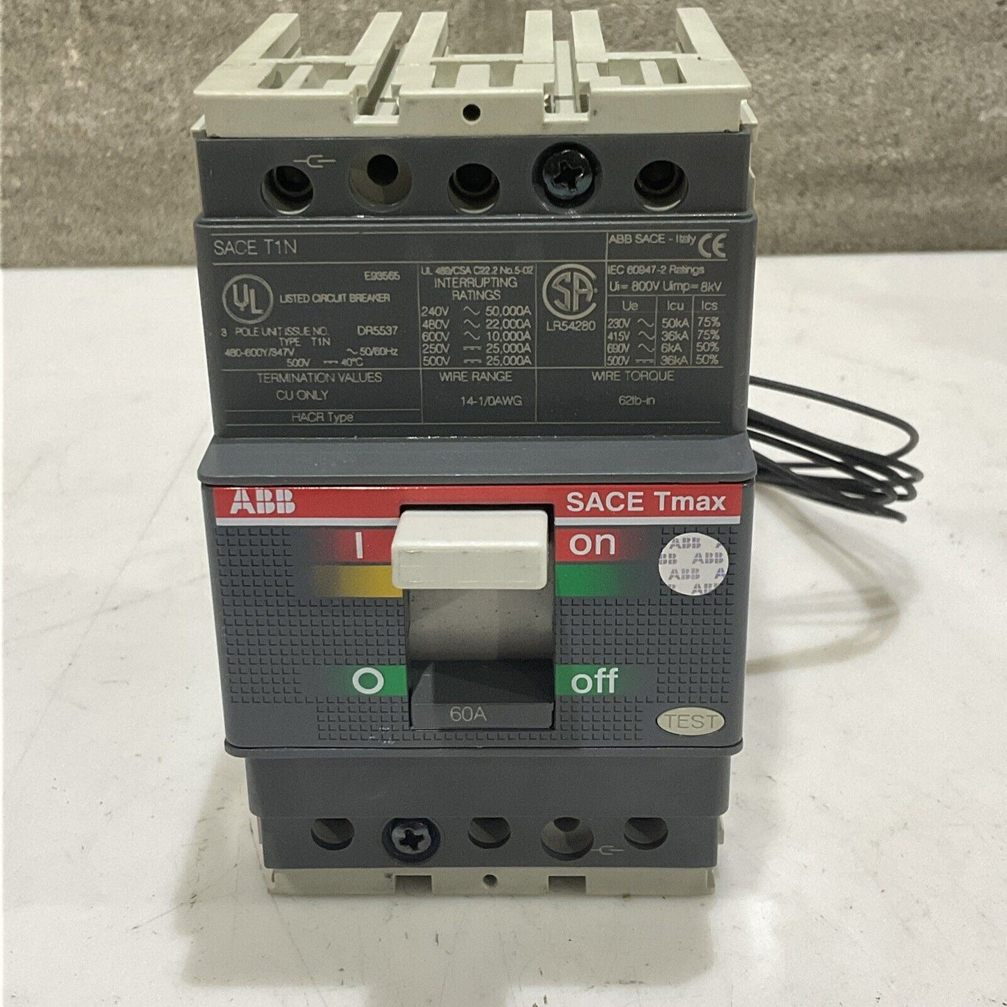 ABB SACE TMAX T1 N 100 CIRCUIT BEAKER 3 P 40 A 500 V TYPE T1N U3S