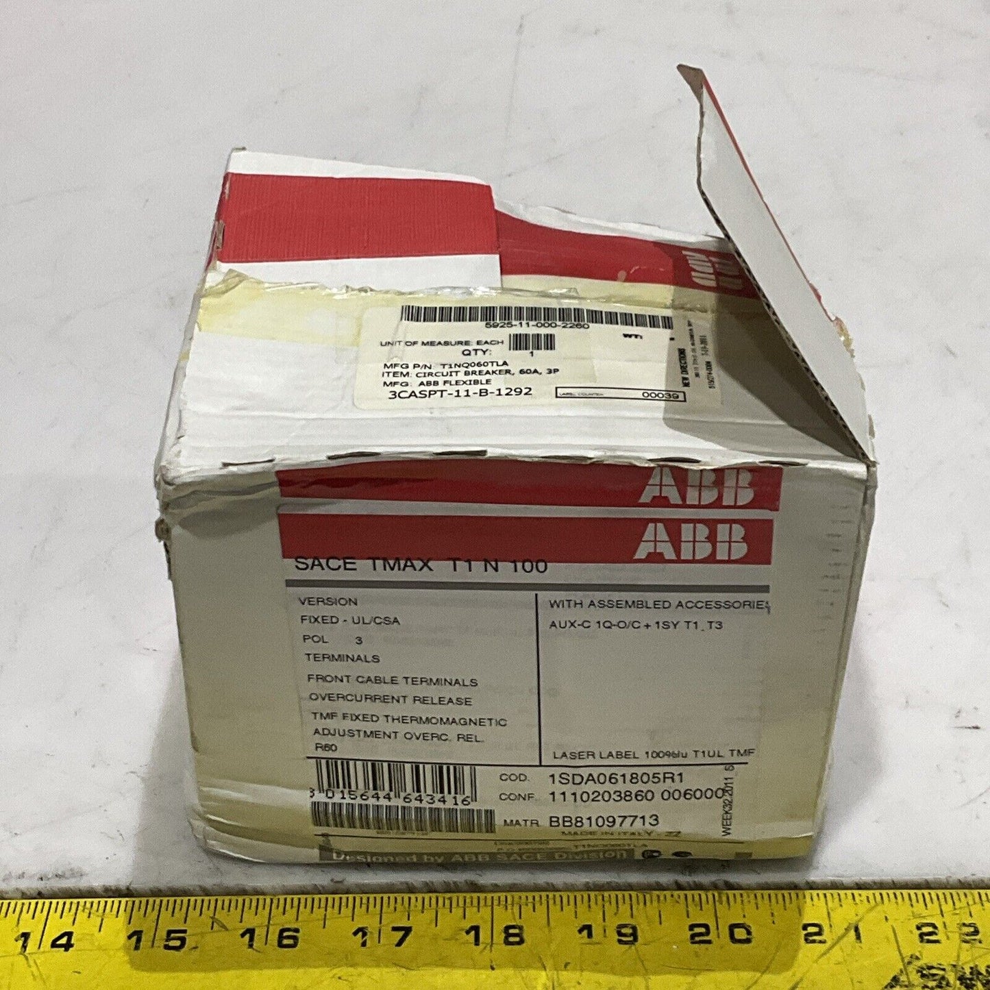 ABB SACE TMAX T1 N 100 CIRCUIT BEAKER 3 P 40 A 500 V TYPE T1N U3S