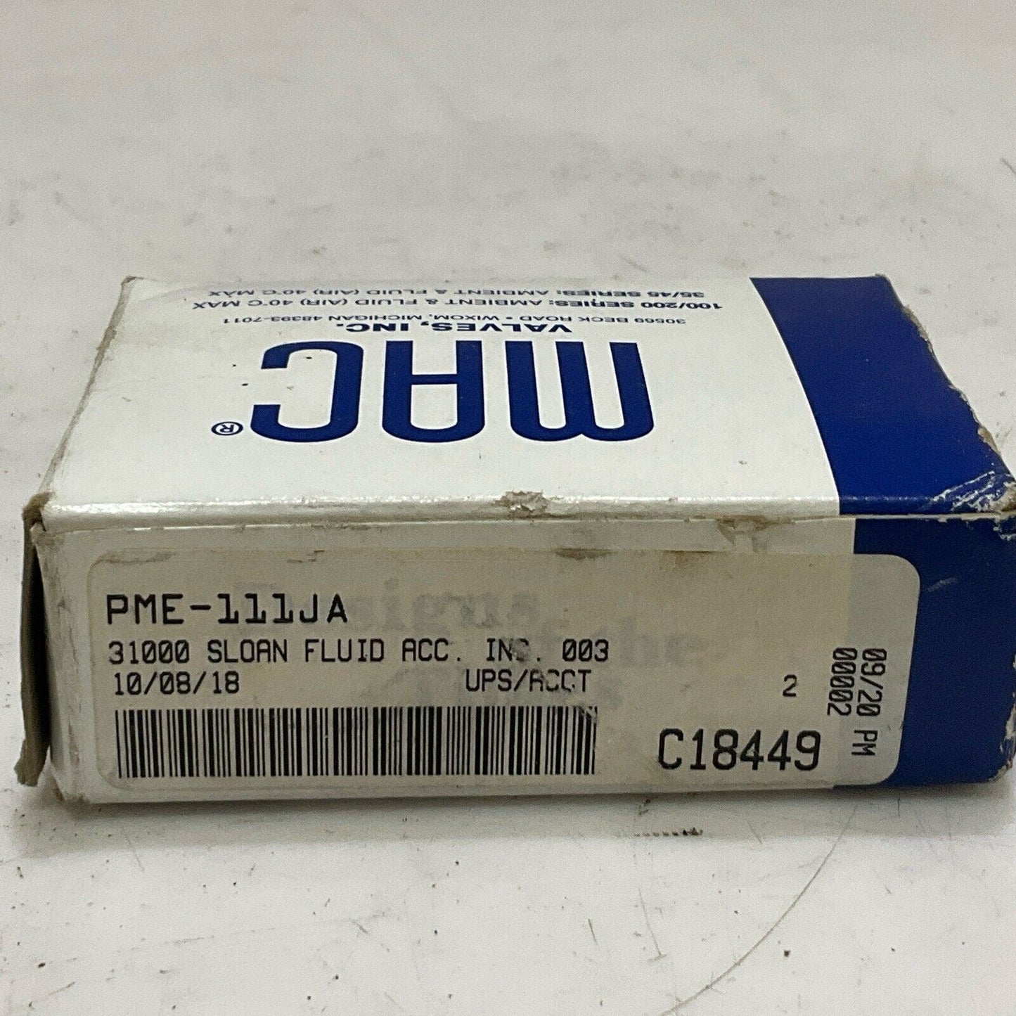 MAC PME-111JA PNEUMATIC SOLENOID VALVE 120/110 V 50/60 HZ 6.8 W U3S