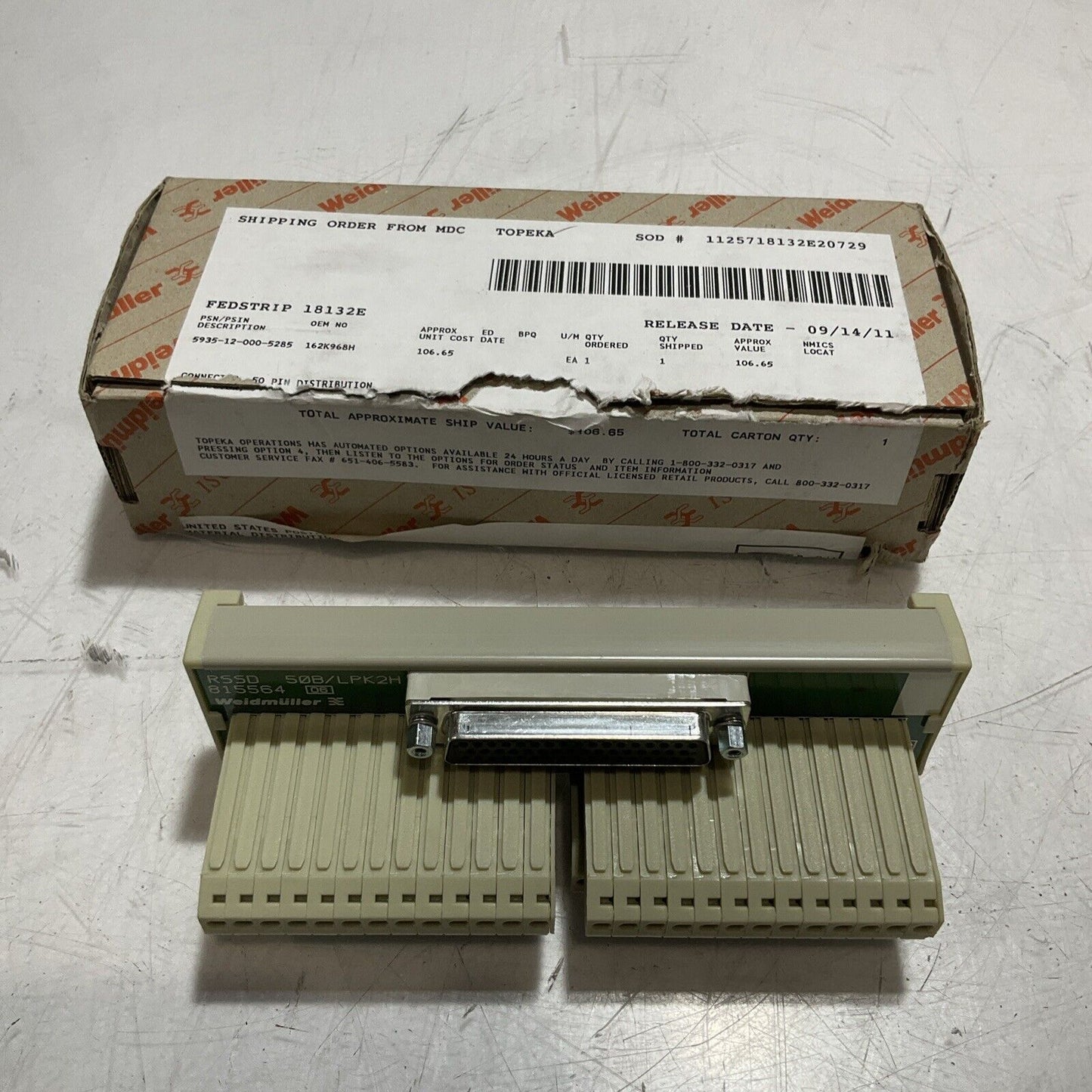 WEIDMULLER 8155640000 RS SD50B UNC LPK2 RSSD 50B/LPK2H TERMINAL BLOCK U3S